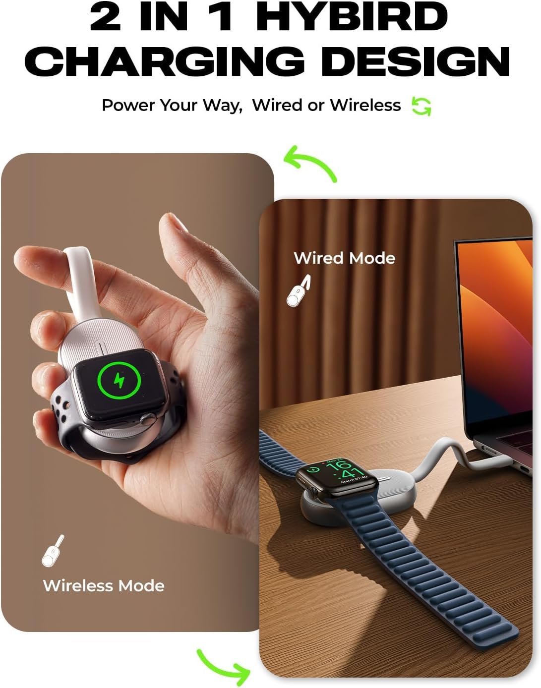 LISEN Portable Charger for Apple Watch 1200mAh Wireless Keychain Watch Charger Fast Charging for Apple Watch Power Bank for Apple Watch Charger Keychain fit Apple Watch Series 10/9/8/7/6/5/4/SE/UItra - Image 5