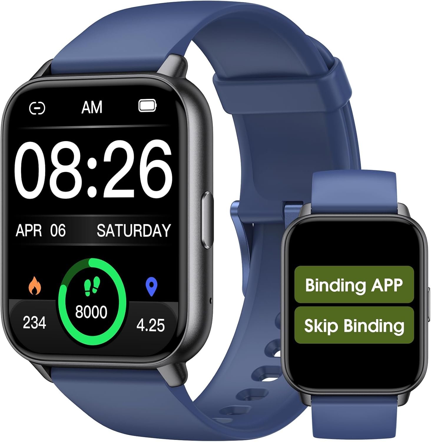 Smart Watch for Men Women, 1.91'' Big Font No App/Phone Required, Fitness Tracker with Pedometer, Bluetooth Call (Answer/Make Call), Heart Rate Blood Oxygen Monitor Step Counter, 100+ Sports Modes - Image 2