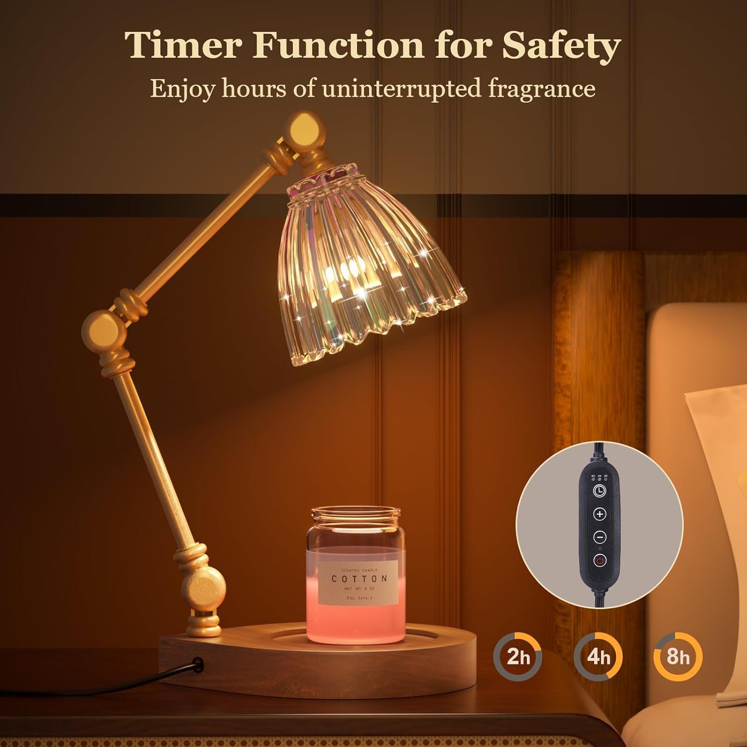 Candle Warmer Lamp, Candle Lamp with Timer and Dimmer, Adjustable Height Candle Warmer for House Warming Gifts, Home Bedroom Decor, Wax Melts Warmer with 2 Bulbs for Scented Wax, Jar Candles - Image 5