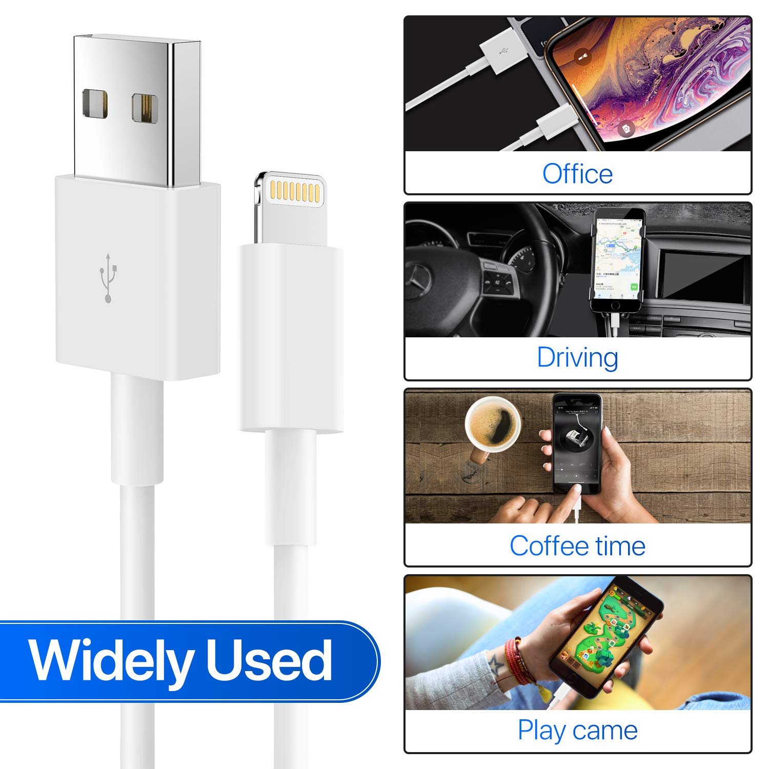 iPhone Charger AUNC 3PACK 6Feed Long Lightning to USB Charging Cable Fast Connector Data Sync Transfer Core Compatible with iPhone 14/iPhone 11/Xs Max/X/8/7/Plus/6S/6/SE/5S iPad - Image 5