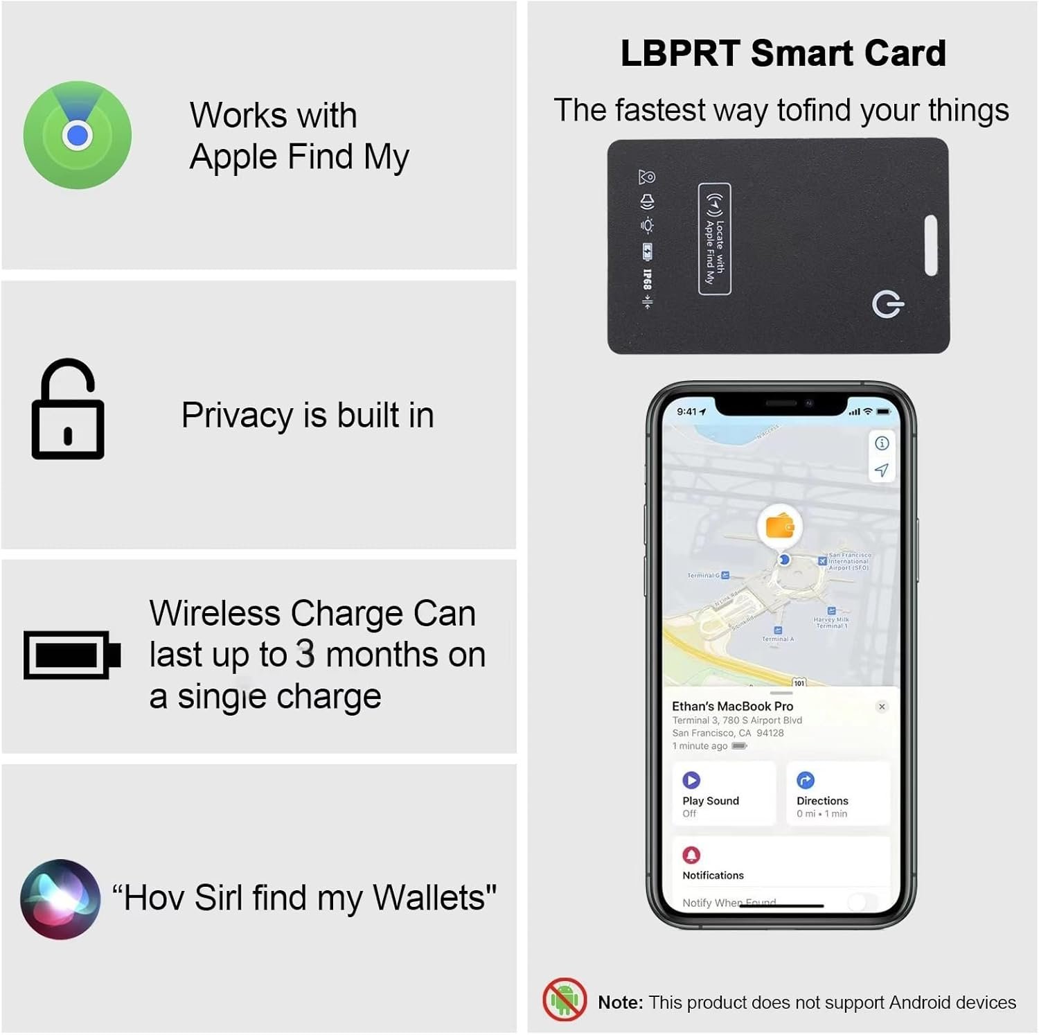 Airtag Wallet Tracker Thin 1.8mm, Rechargeable Air Tag Card Works with Apple Find My APP (iOS Only, Android not Supported), Item Finder Locator for Luggage Suitcase, Purse, Bags,IP68 Waterproof - Image 3
