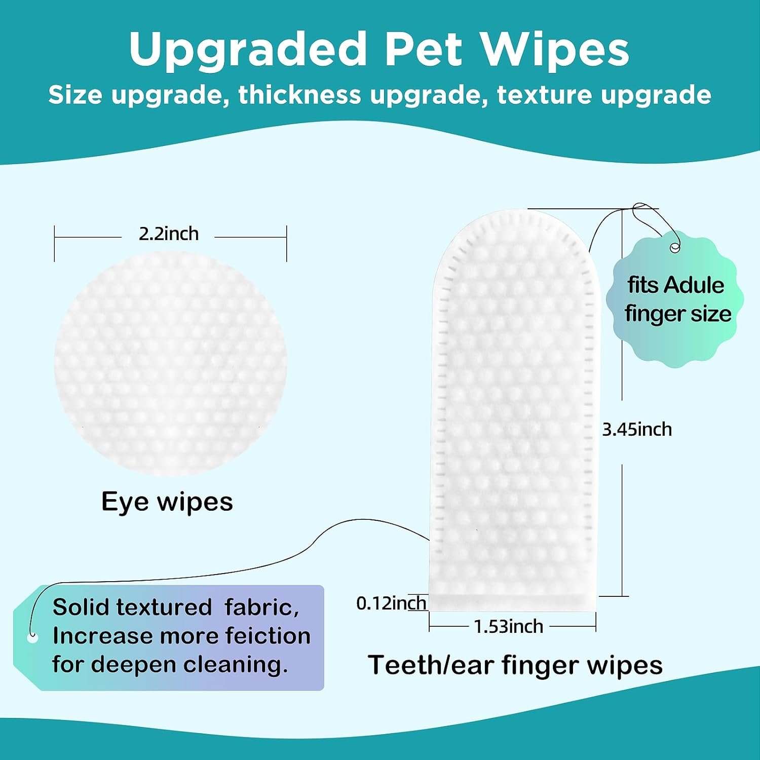 Dog Teeth Cleaning Wipes Dog Eyes Wipes Dog Ear Wipes Finger (3 Pack 200 Wipes) Pet Cleaning Wipes Kit,Dog Wipes Cleaning Deodorizing for Removing Plaque and Tartar & Ear Wax & Eye Secretions - Image 4