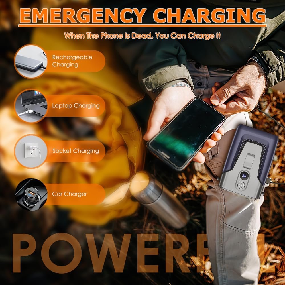 12000mAh Portable Waist Clip Fan, Personal Neck Fan with Lanyard, 30H Working Time, Wearable Body Belt Fan, LED Light, 3 Speeds, SWearable Fan for Outdoors, Jobsite, Travel,Riding,Farm - Image 6