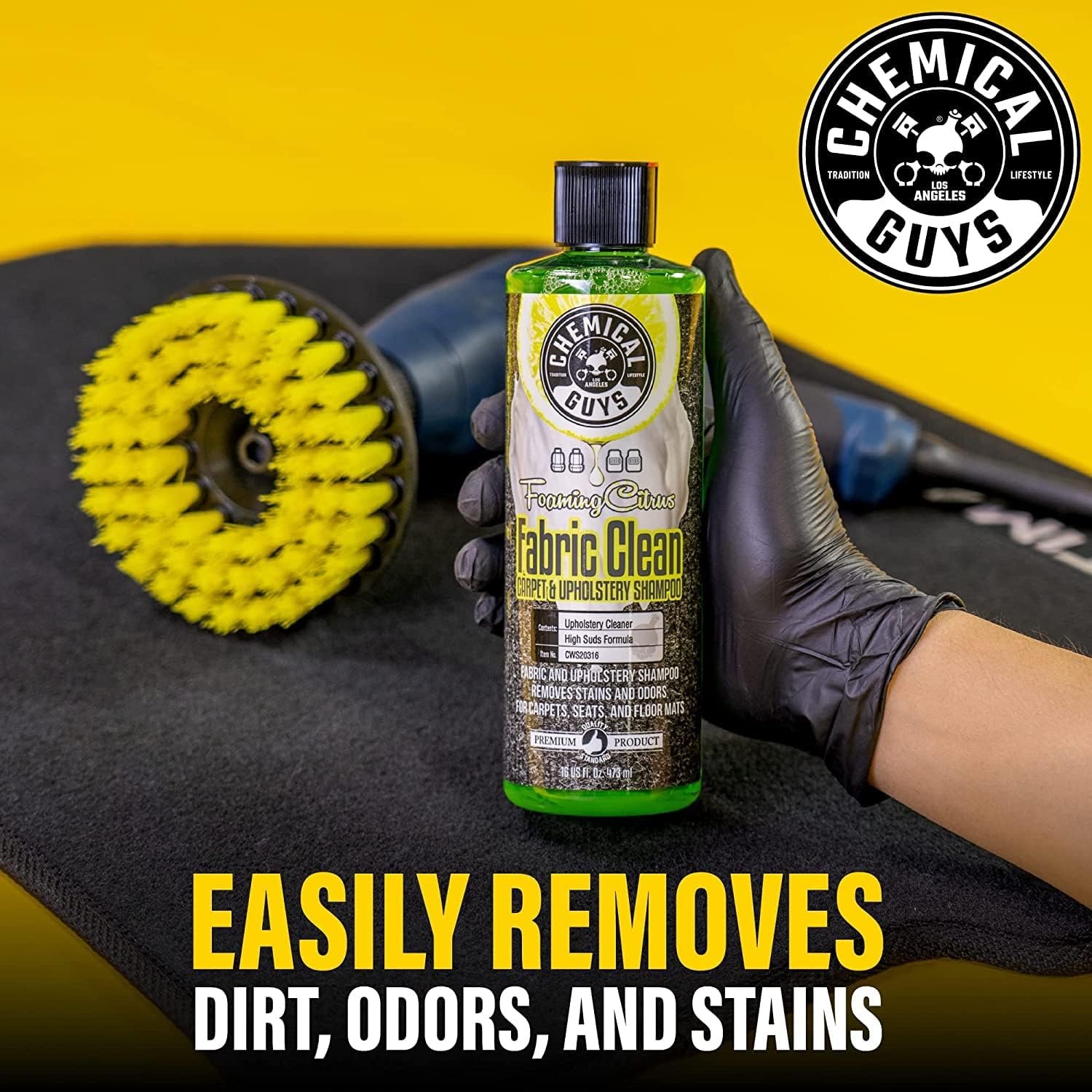Chemical Guys CWS20316 Foaming Citrus Fabric Clean Carpet & Upholstery Cleaner (Car Carpets, Seats & Floor Mats), Safe for Cars, Home, Office, & More, 16 fl oz, Citrus Scent - Image 4
