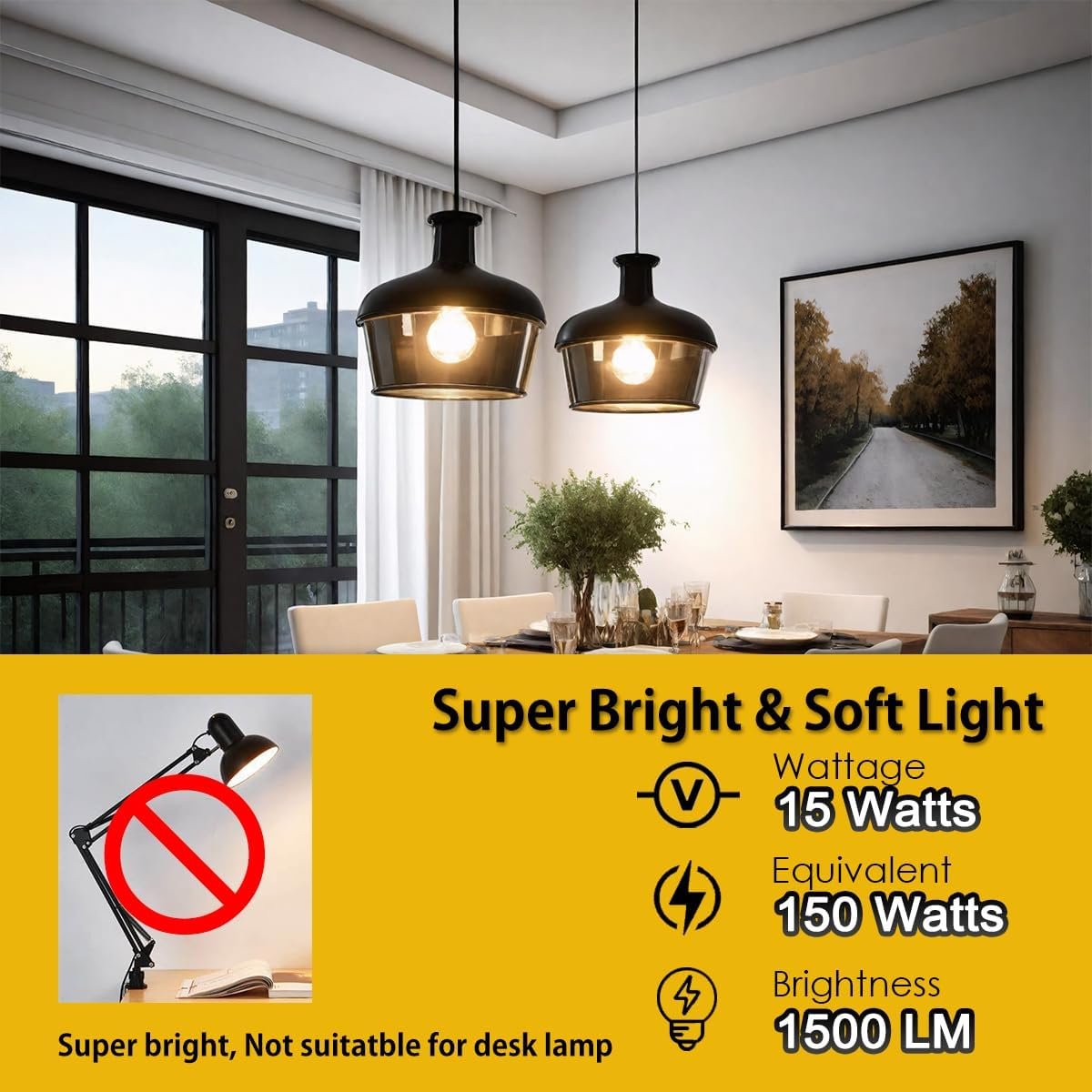 ILC G120 LED Large Globe Light Bulbs 15W, Work with Alexa Required Echo Device, Φ4.72 inch, Color Changing, CCT Color Temprature Turnable 2700K-6000K, CRI>95+, 150W Equivatlent, E26 Base (2 Pack) - Image 9