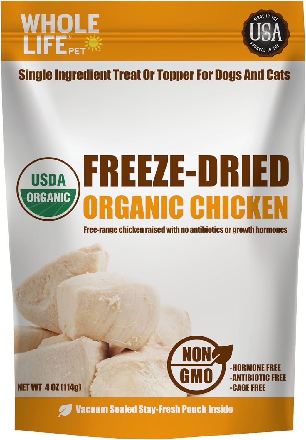 Whole Life Pet USDA Certified Organic Chicken - Dog & Cat Treat Or Topper - Human Grade, Freeze Dried, One Ingredient - Protein Rich, Grain Free, Made in The USA - Image 2
