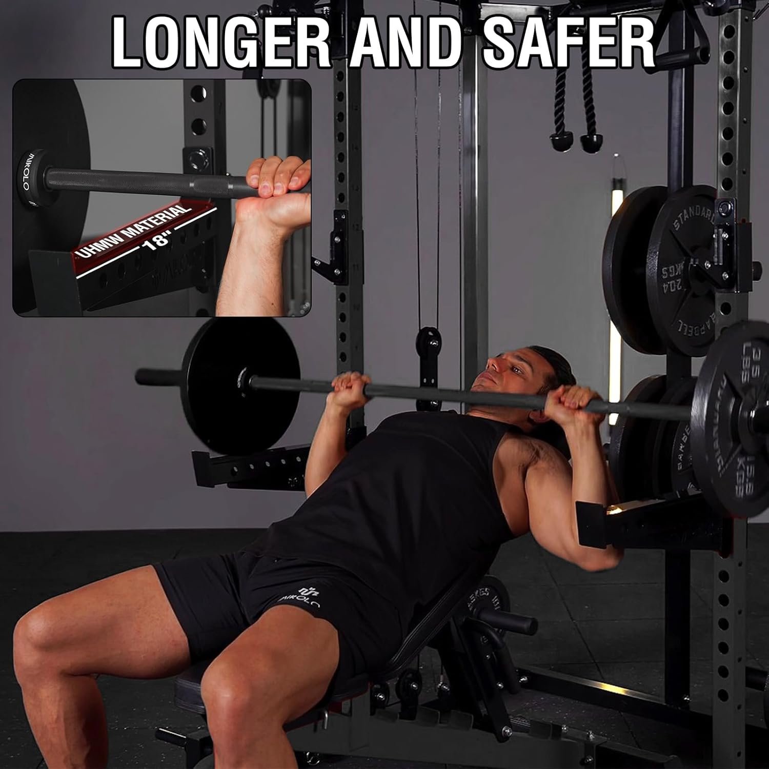 Mikolo Power Cage, 2000LB Squat Rack, Dual Pulley Cable Crossover System, Multi-function Free Weight Home Gym Workout Machine with Attachments - Image 8