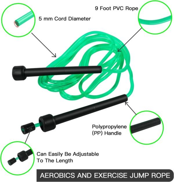 10 Pack PVC Jump Rope for Cardio Fitness - Versatile Adjustable Skipping Rope for Women Men Kids, Speed Jump Rope for Exercise,9 Feet - Image 4