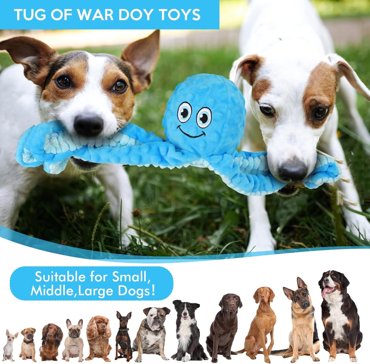 Squeaky Dog Toys Octopus Stuffed Crinkle Toy, Puppy Chew Toys for Teething, Durable Tug of War Interactive Plush Dog Toys for Puppies Small, Medium, and Large Dogs - Image 4