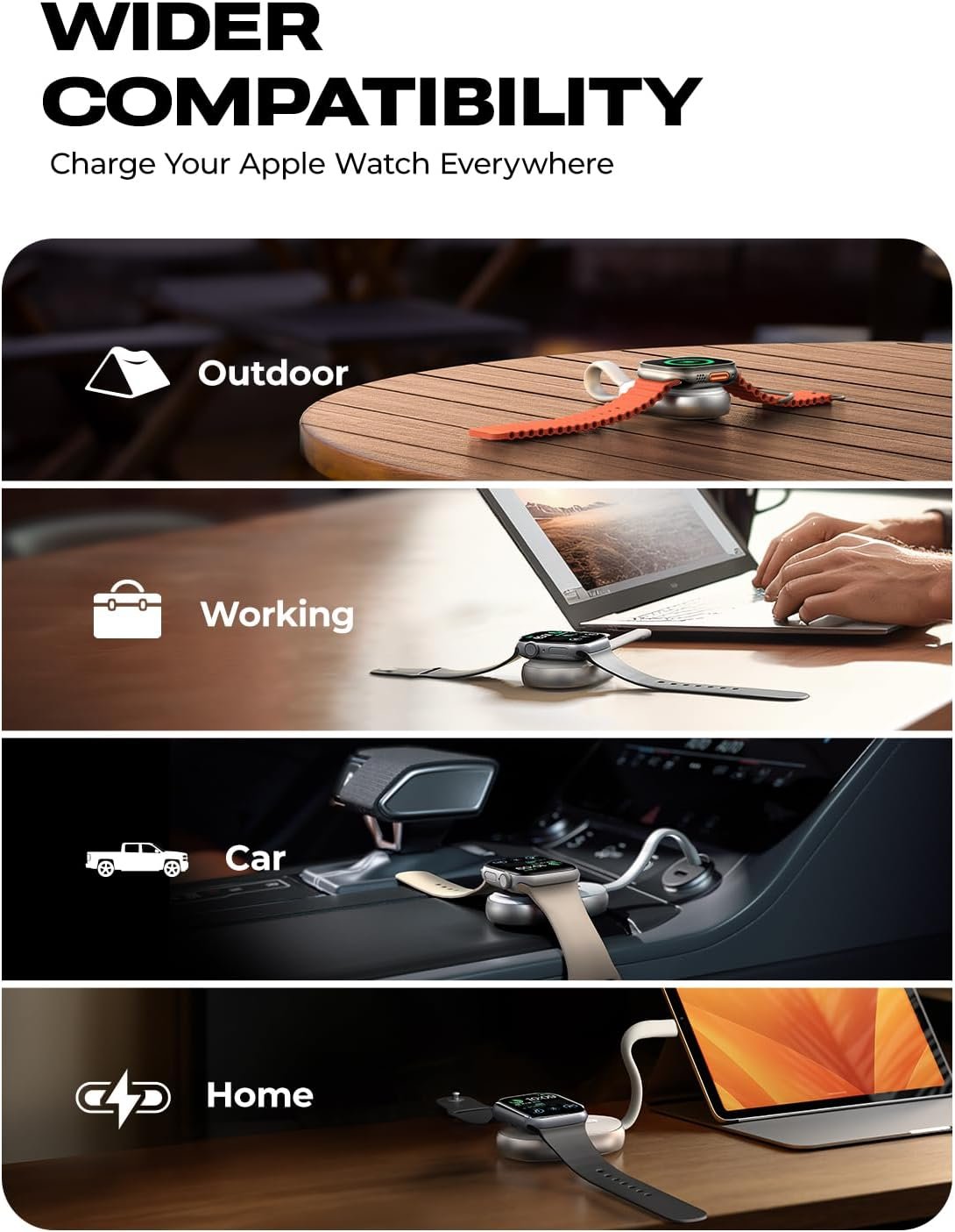 LISEN Portable Charger for Apple Watch 1200mAh Wireless Keychain Watch Charger Fast Charging for Apple Watch Power Bank for Apple Watch Charger Keychain fit Apple Watch Series 10/9/8/7/6/5/4/SE/UItra - Image 6