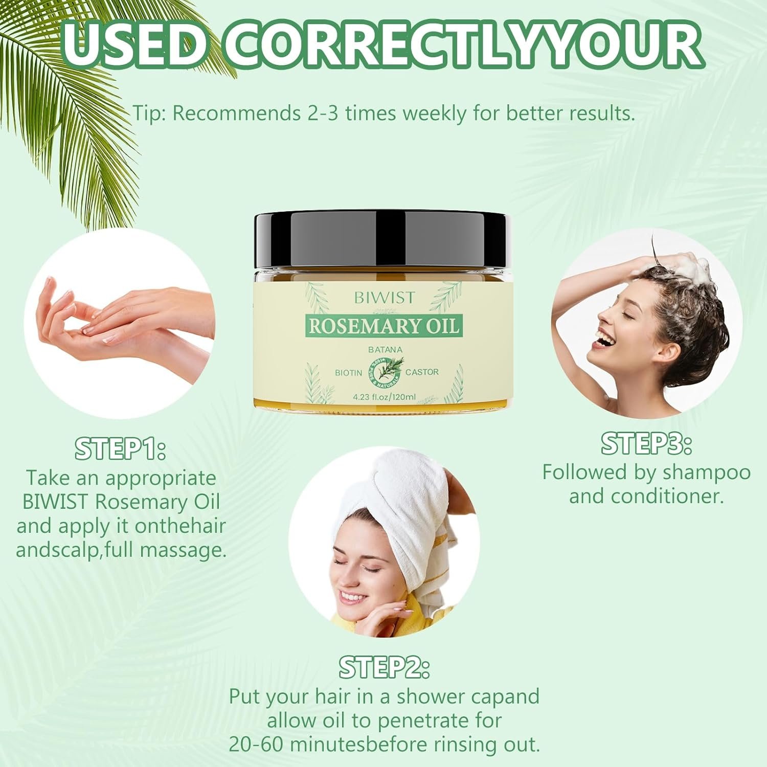 Rosemary Oil for Hair Growth,Organic Rosemary Hair Oil for Thin Hair Eyebrows Beard,100% Natural Rosemary Ointment with Batana for Skin Care Body Massage,Men and Women(4.23 Floz/120ml) - Image 5