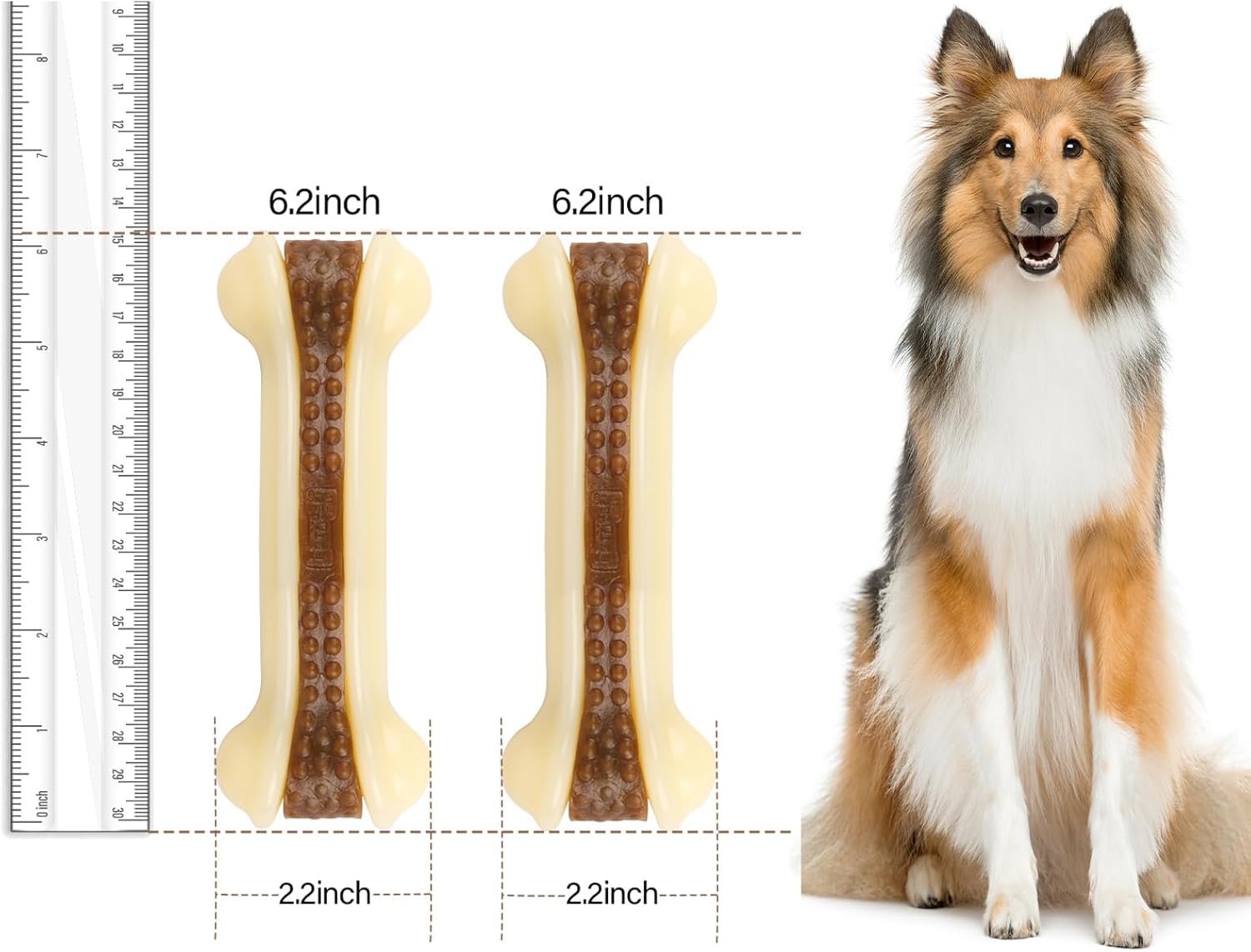Dog Chew Toys for Aggressive Chewers, 2 Pack Beef Flavor Tough Dog Bones for Large/Medium Breed Dogs, Nylon Dog Toys for Teething and Training - Image 7
