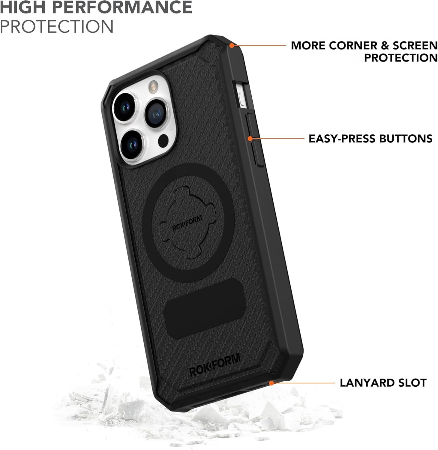 Rokform - iPhone 15 Pro Max Case, Rugged Series, Magnetic 15 Pro Max Cover with RokLock Twist Lock, Drop Tested Armor (Black) - Image 4