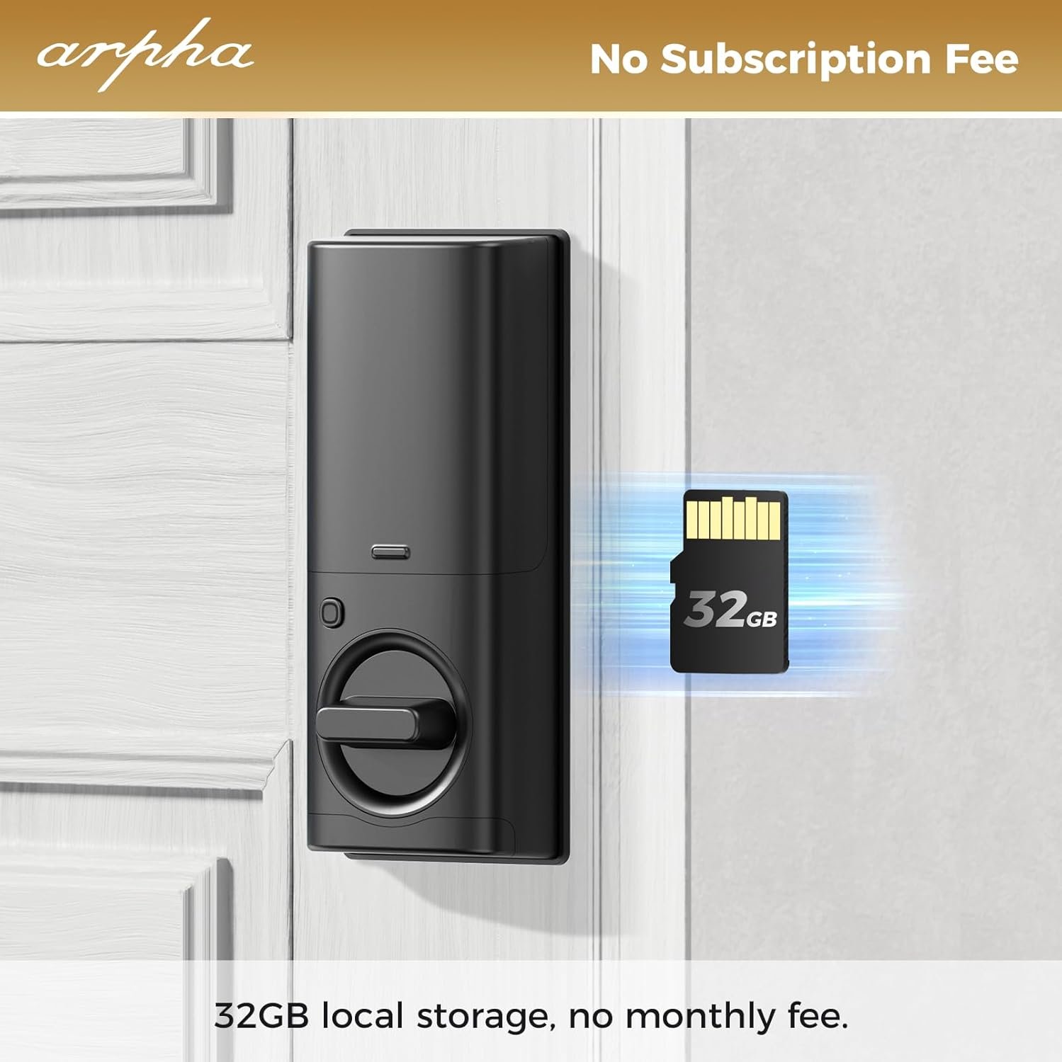 WiFi Smart Door Lock with Camera, 5-in-1 Fingerprint Keyless Entry Door Lock - 2K Video Doorbell Camera • Two-Way Audio • Dual Motion Sensors • App Remote Control • Keypad Code • 32G Storage Capacity - Image 8