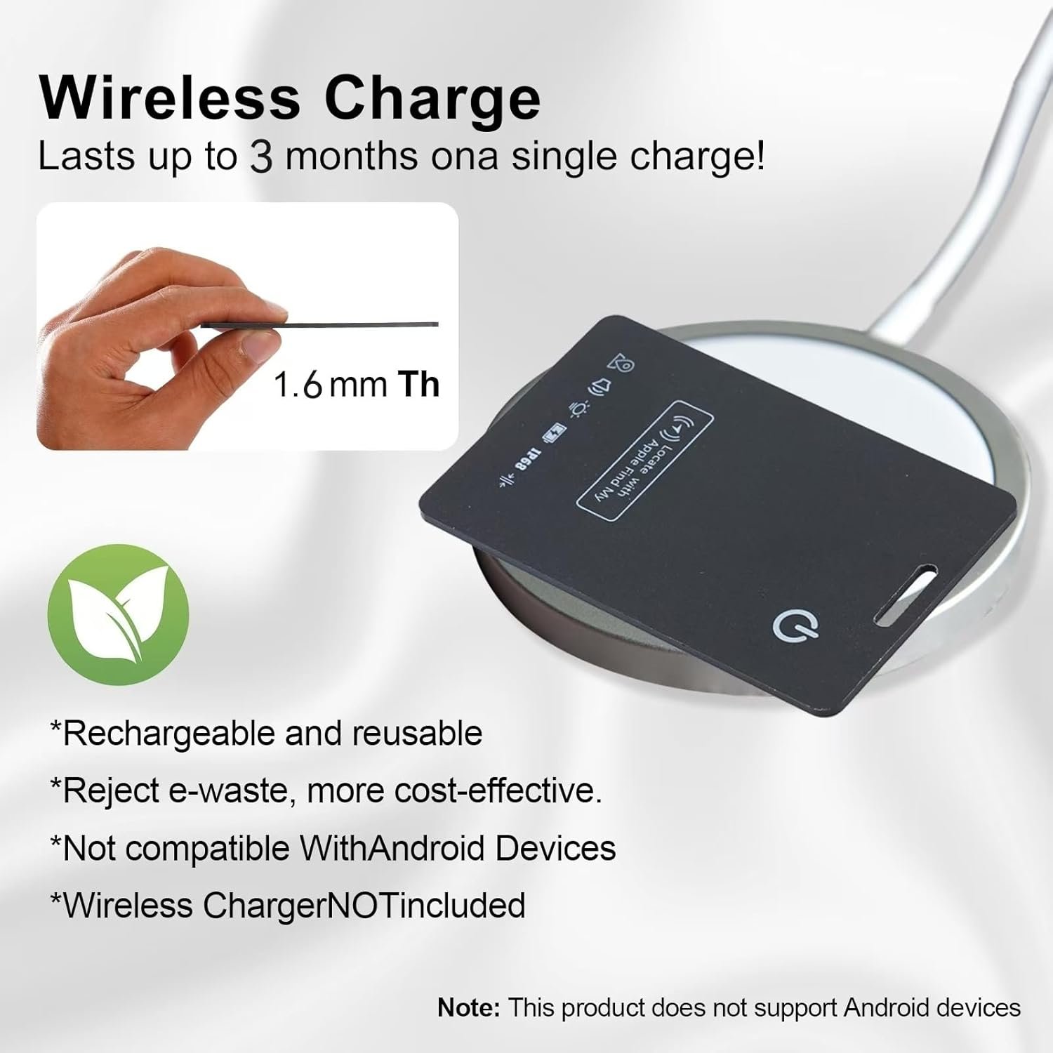 Airtag Wallet Tracker Thin 1.8mm, Rechargeable Air Tag Card Works with Apple Find My APP (iOS Only, Android not Supported), Item Finder Locator for Luggage Suitcase, Purse, Bags,IP68 Waterproof - Image 7