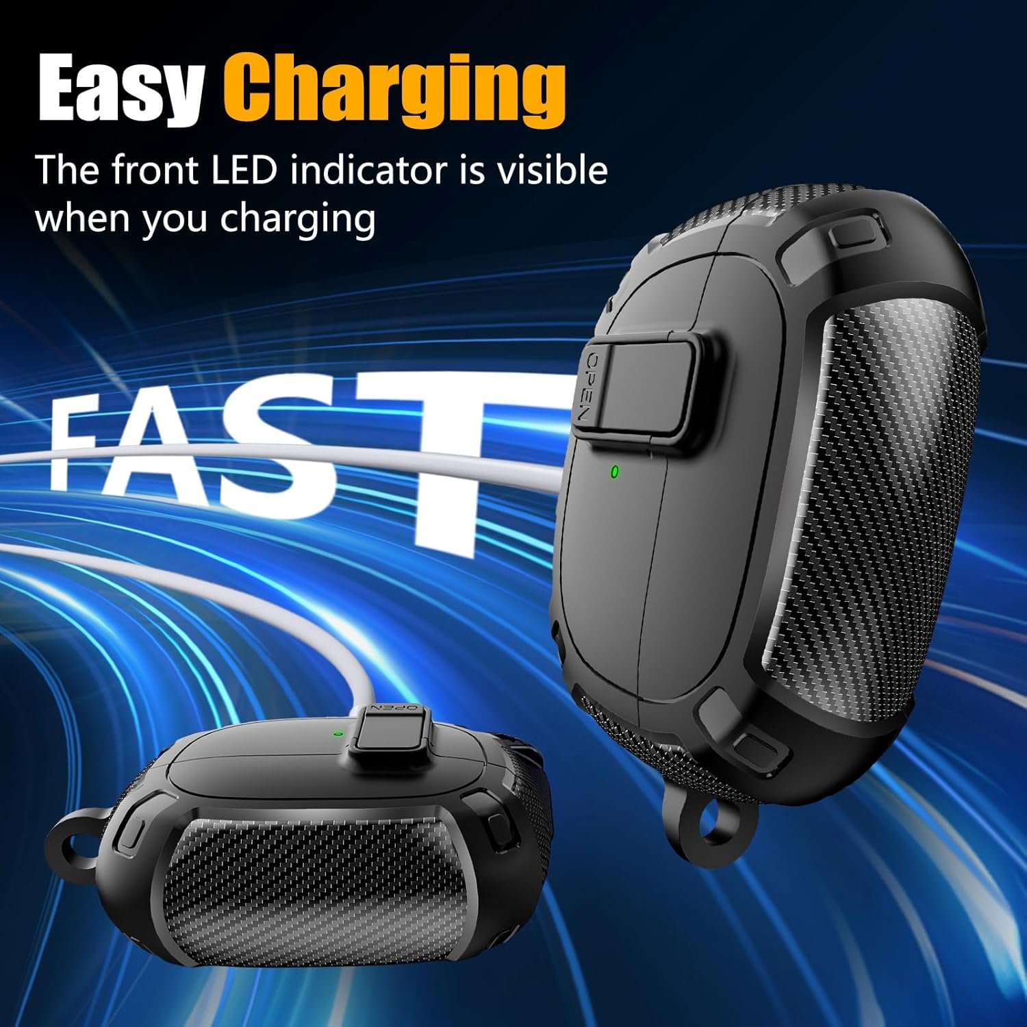 for Bose Ultra Open Earbuds Case Cover 2024 with Cleaner Kit,Military Hard Cover with Lock for Bose Open Ear Earbuds Charging Case Accessories with Keychain for Men Women-Black - Image 5