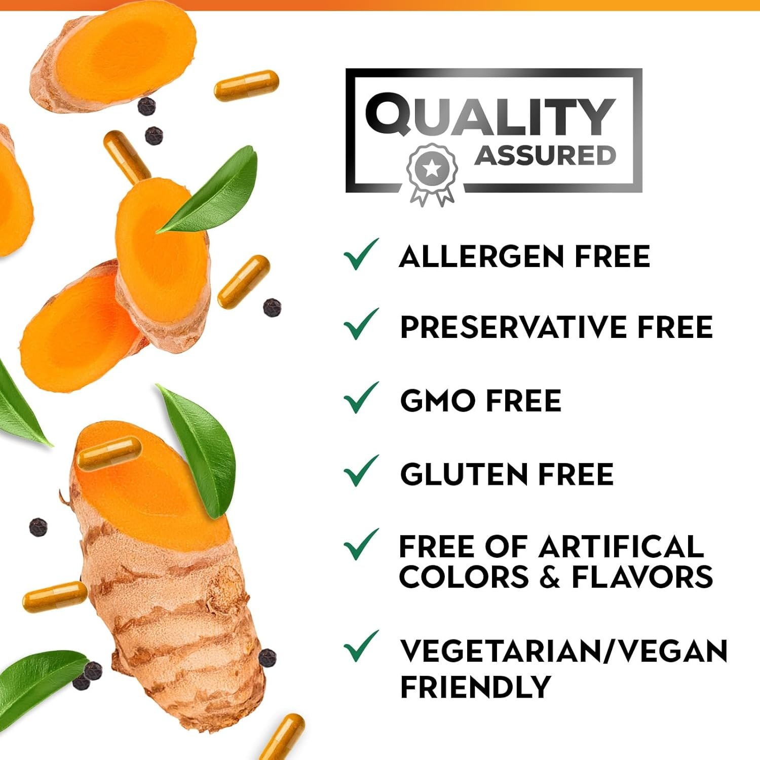 Turmeric Curcumin with BioPerine 1950mg, 95% Standardized Curcuminoids - Black Pepper for Advanced Absorption, Herbal Joint Support, Nature's Tumeric Extract Supplement Non-GMO - 180 Capsules - Image 9