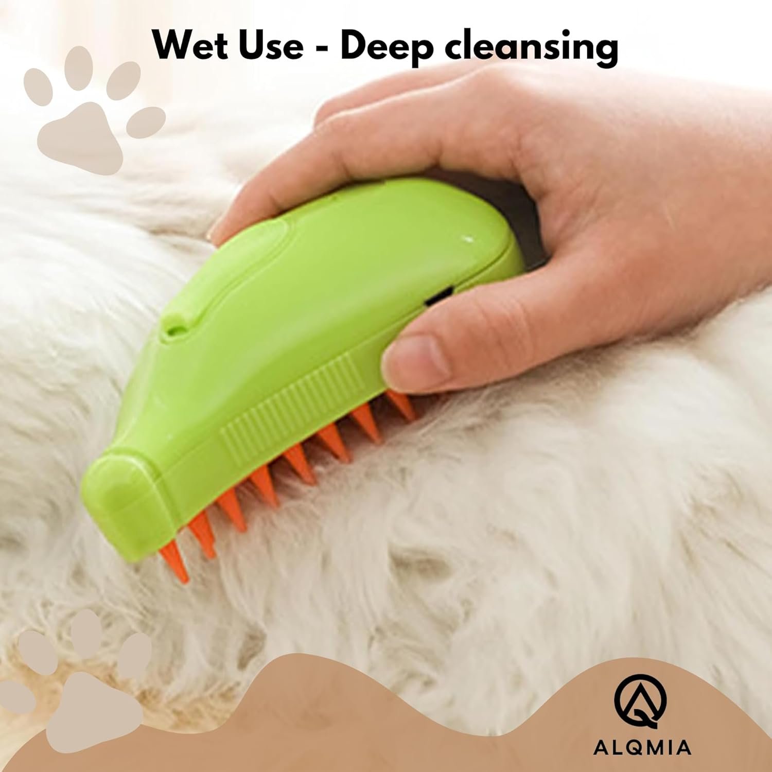 Cat Steam Brush 3 in 1, Silicone Massage Grooming & Pet Hair Remover, Spritz Defur Comb for Cats Dogs, Steamy Brush, Misting Pets Grooming Comb, Pet Hair Brushes Indoor Steamer by ALQMIA (Green) - Image 4