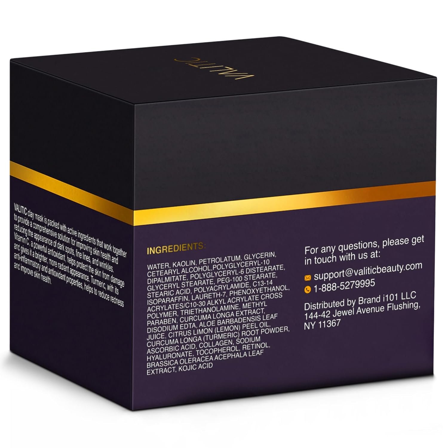 VALITIC Vitamin C & Turmeric Clay Mask - Dark Spot Corrector with Kojic Acid, Hyaluronic Acid & Retinol - Skin Care Routine for Minimizing Pores & Blackheads - with Applicator Brush - 100g - Image 6