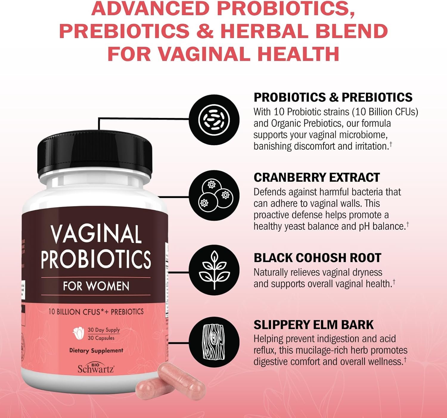 Vaginal Probiotics for Women Supplement with Prebiotics and Lactobacillus Crispatus - Supports Vaginal Health by Promoting Healthy Vaginal Odor, Flora, PH Balance - 30 Day Supply, 30 Capsules - Image 8