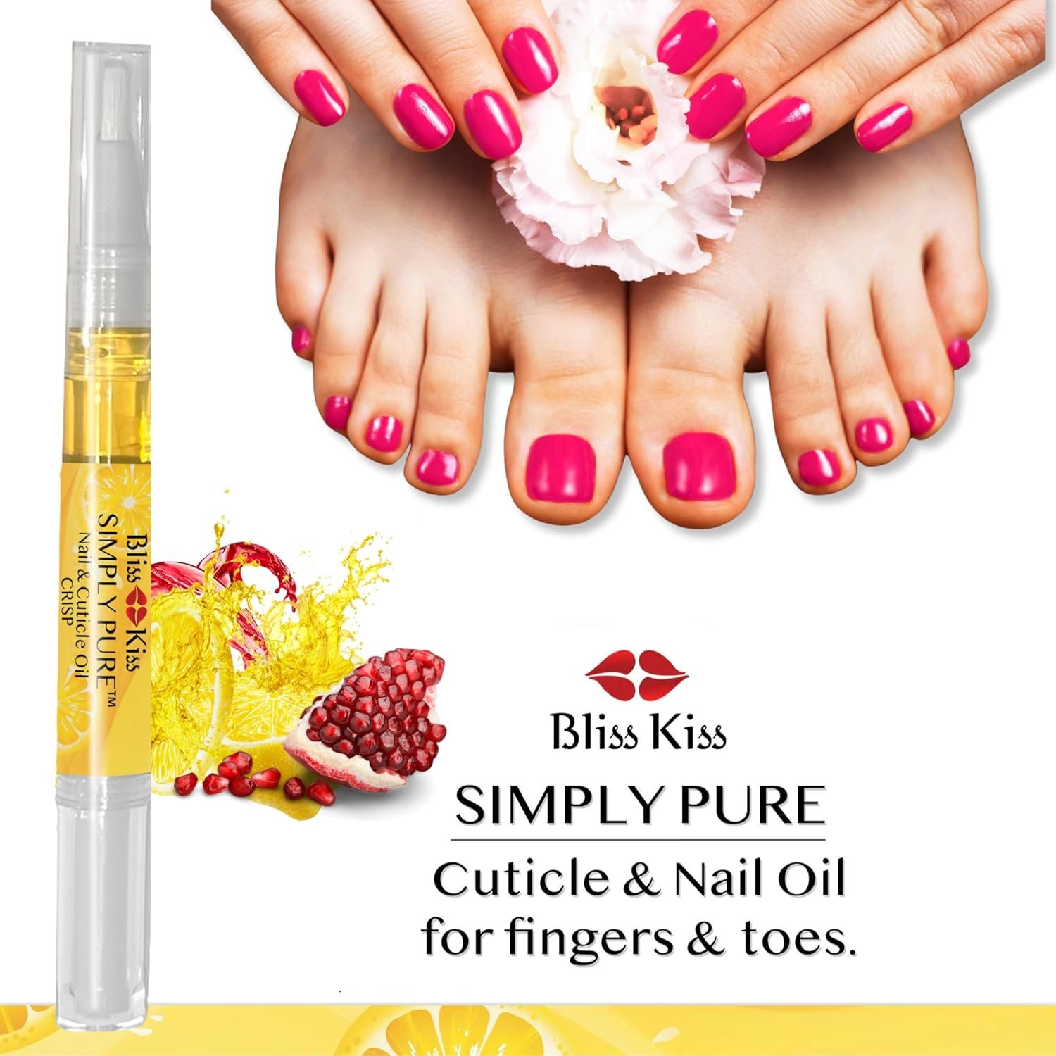 Bliss Kiss | Crisp Fragrance 4 Nail Oil Cuticle Pens w/Vitamin E & Jojoba⏤Nail Strengthener Nail Growth Serum for Brittle Peeling Breaking Thin Nails - Image 5