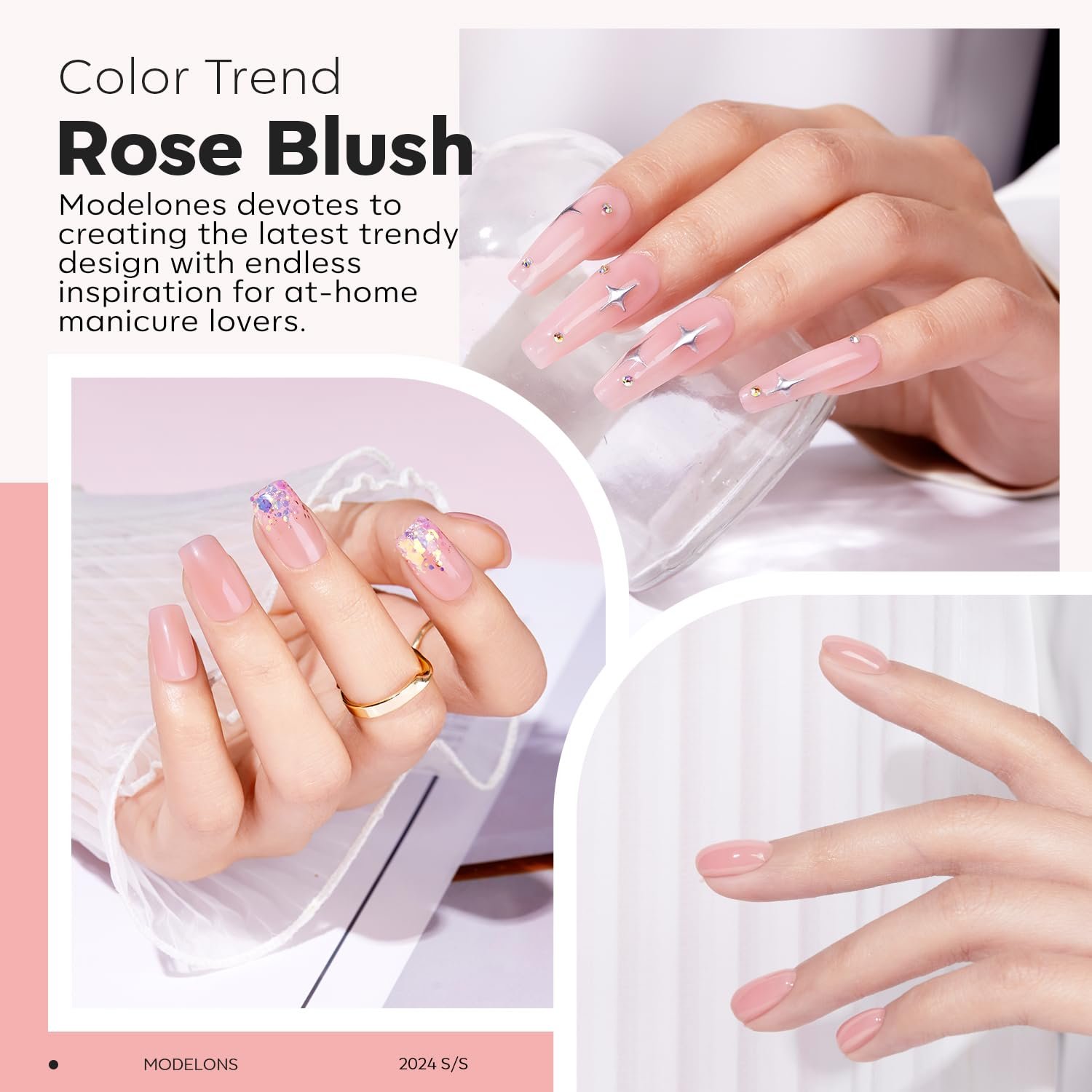 modelones Builder Nail Gel, 8-in-One Neutral Nude Pink Gel Builder for Nail Thickening Apex Building, Rose Blush Pink Rubber Base Gel Polish LED Nail Lamp Cured Hard Gel Nail Strengthener Extend Gel - Image 5