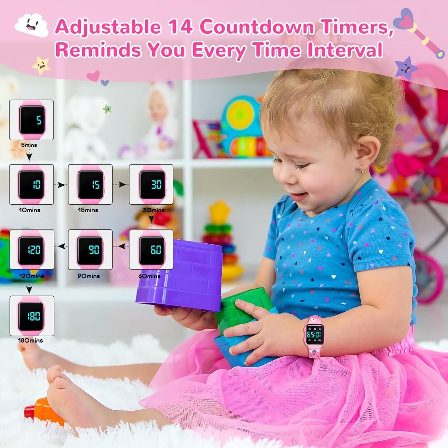 Potty Training Watch for Toddler with 14 Countdown, 7 Alarms, Music & Vibration Alerts - Waterproof Toddler Toilet Trainer for Boys & Girls - Image 6