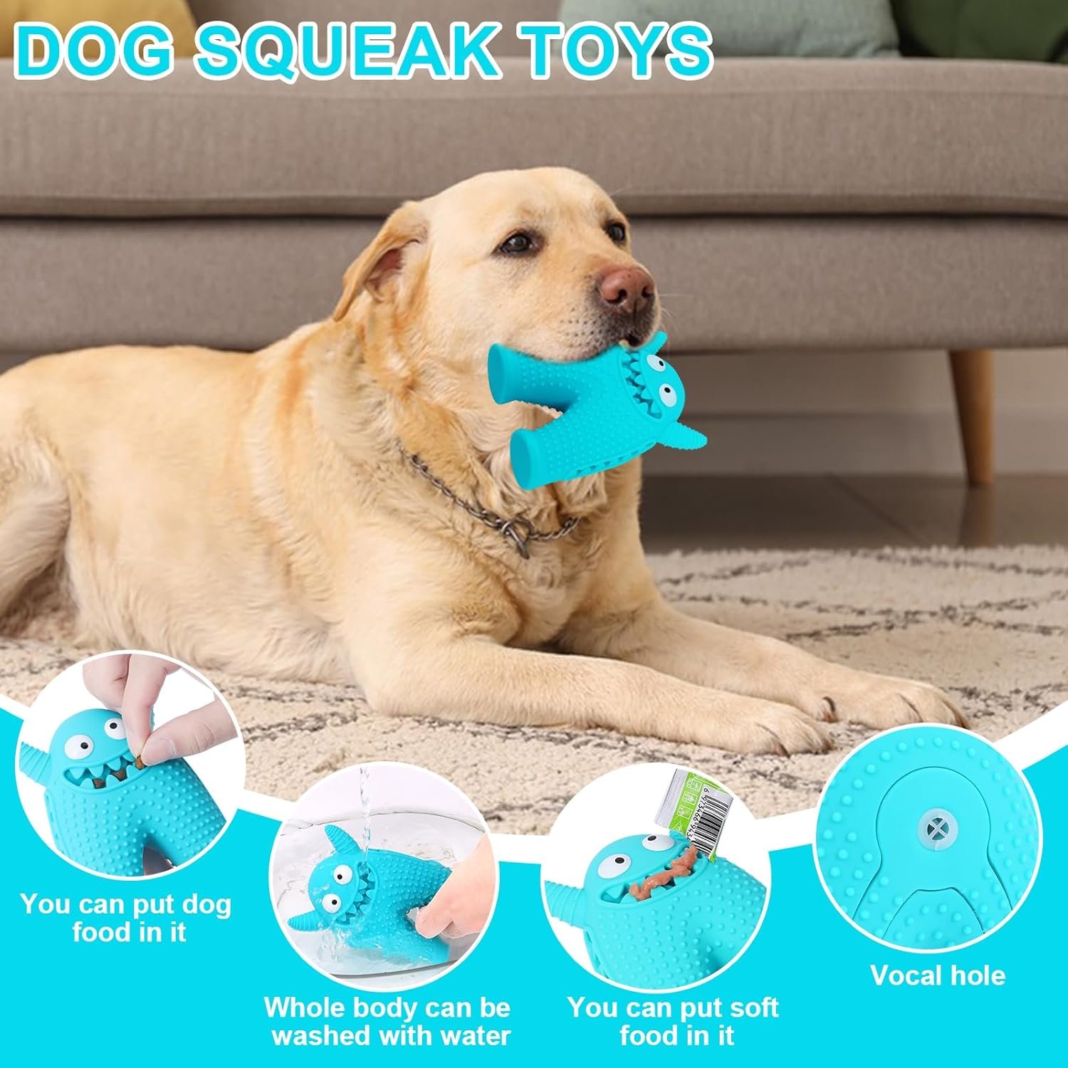 Dog Light Chewers Dog Squeaky Toys,Been Able to Squeeze Some Treats in and Some Licking Treats Teeth Cleaning Dog Toys for Small to Medium Size Dogs Light Chewer - Image 5