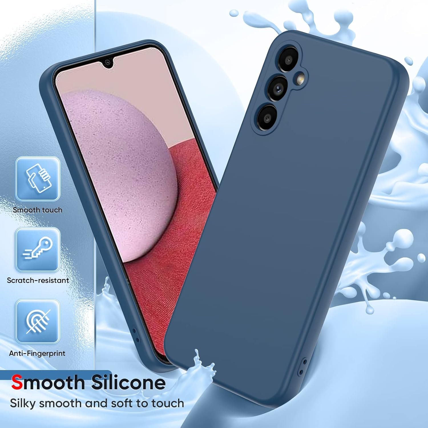 LeYi for Samsung A14 5G Case: Galaxy A14 Case with 2 Pack Tempered Glass Screen Protector for Women Men, Liquid Silicone Slim Silky-Soft Protective Phone Case Galaxy A14 5G, Blue - Image 5