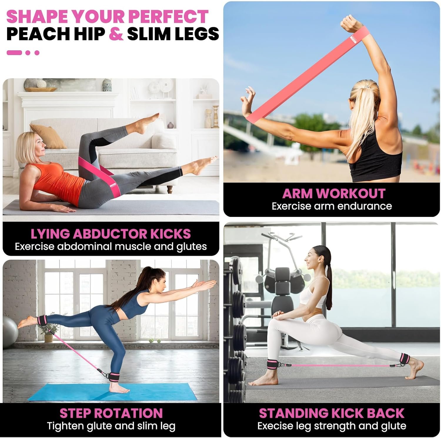 Ankle Resistance Bands with Cuffs - 11 Pcs Ankle Bands for Working Out, (3pcs-3 Resistant Level) Ankle Resistance Bands, 5pcs Mini Bands Resistance, 2 Pcs Ankle Straps for Cable Machines Women - Image 7