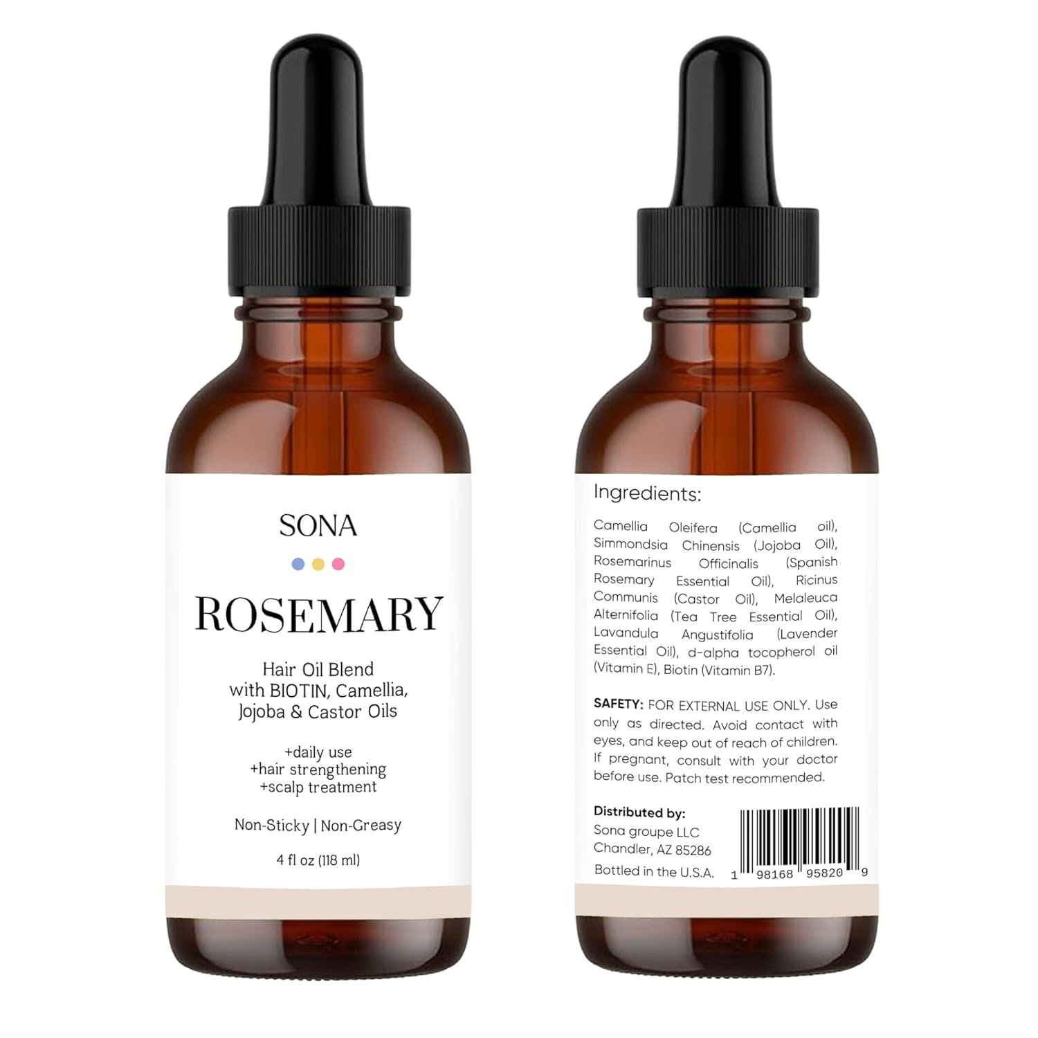 SONA Rosemary Oil Blend for Hair Growth & Strength with Biotin | Camellia, Jojoba, & Castor Oils | Moisturizing & Nourishing | Non-greasy | 4 Fl Oz - Image 6