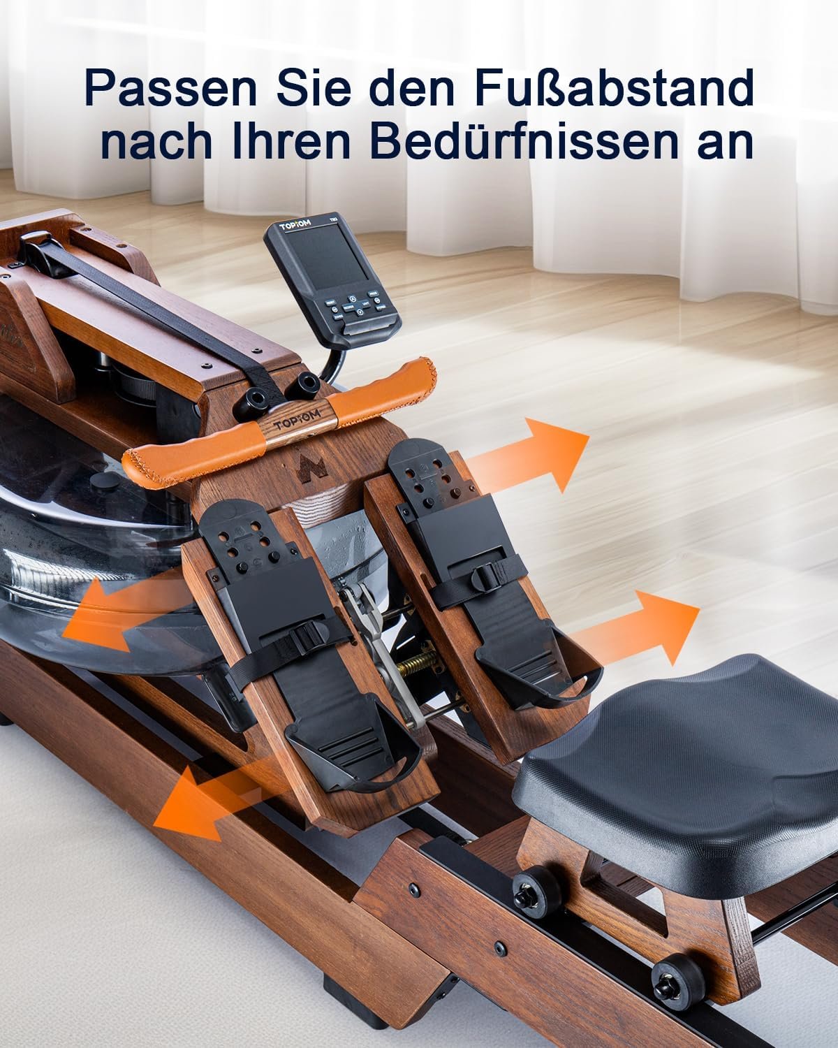 Water Rowing Machine for Home Use, Foldable Rower Machine with Dedicated Monitor & Bluetooth App, Upgraded Handle, Adjustable Footpad, Tablet Holder Water Rowing Machine - Image 3