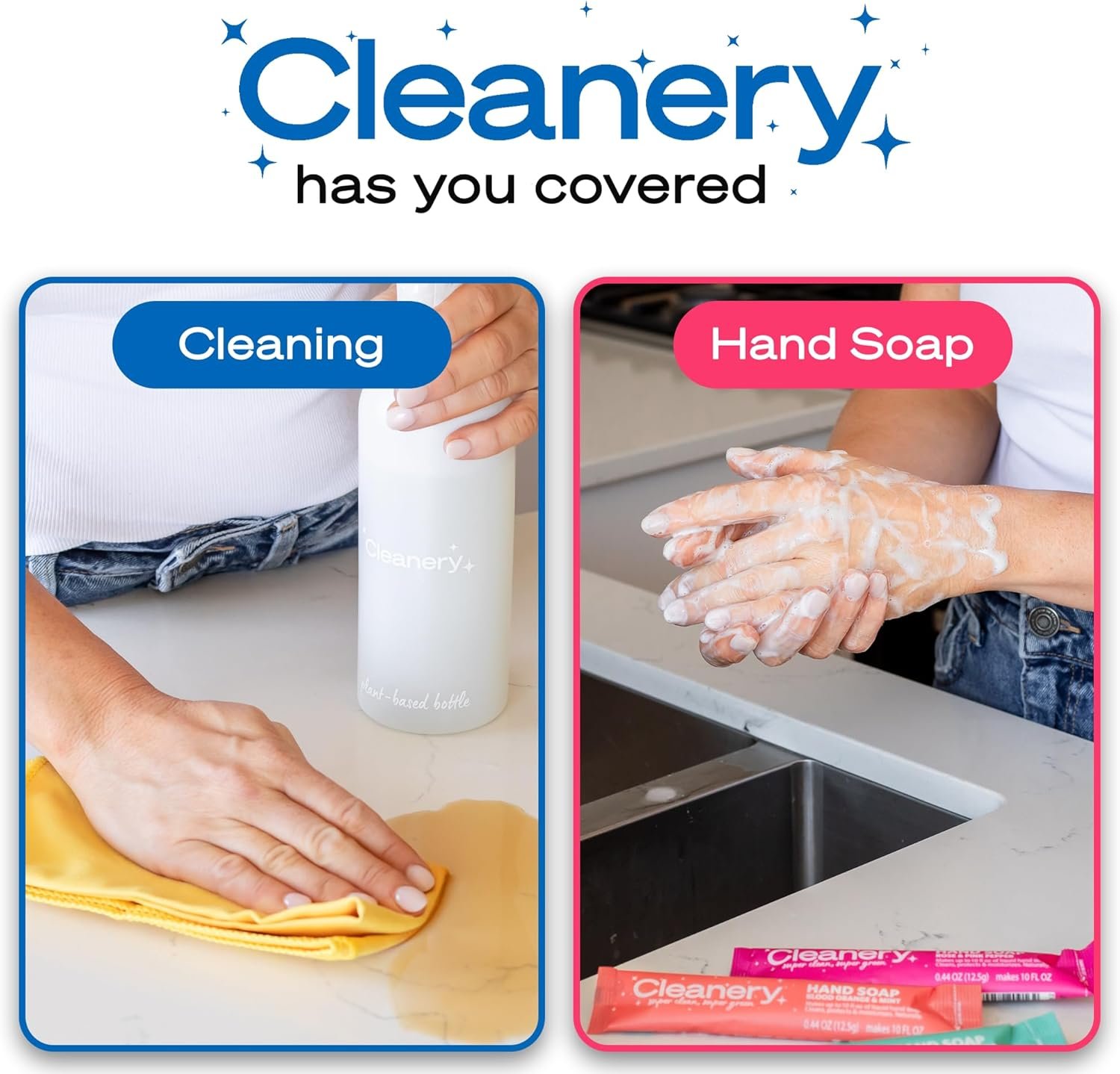 All-Purpose Cleaner Refill Powder Concentrate 4pk & Reusable Plant-Based Bottle (24oz) for Household, Kitchens, Bathrooms, Tiles, Stone, Cruelty Free, Gardenia & Lemon Lime Scents - Image 8