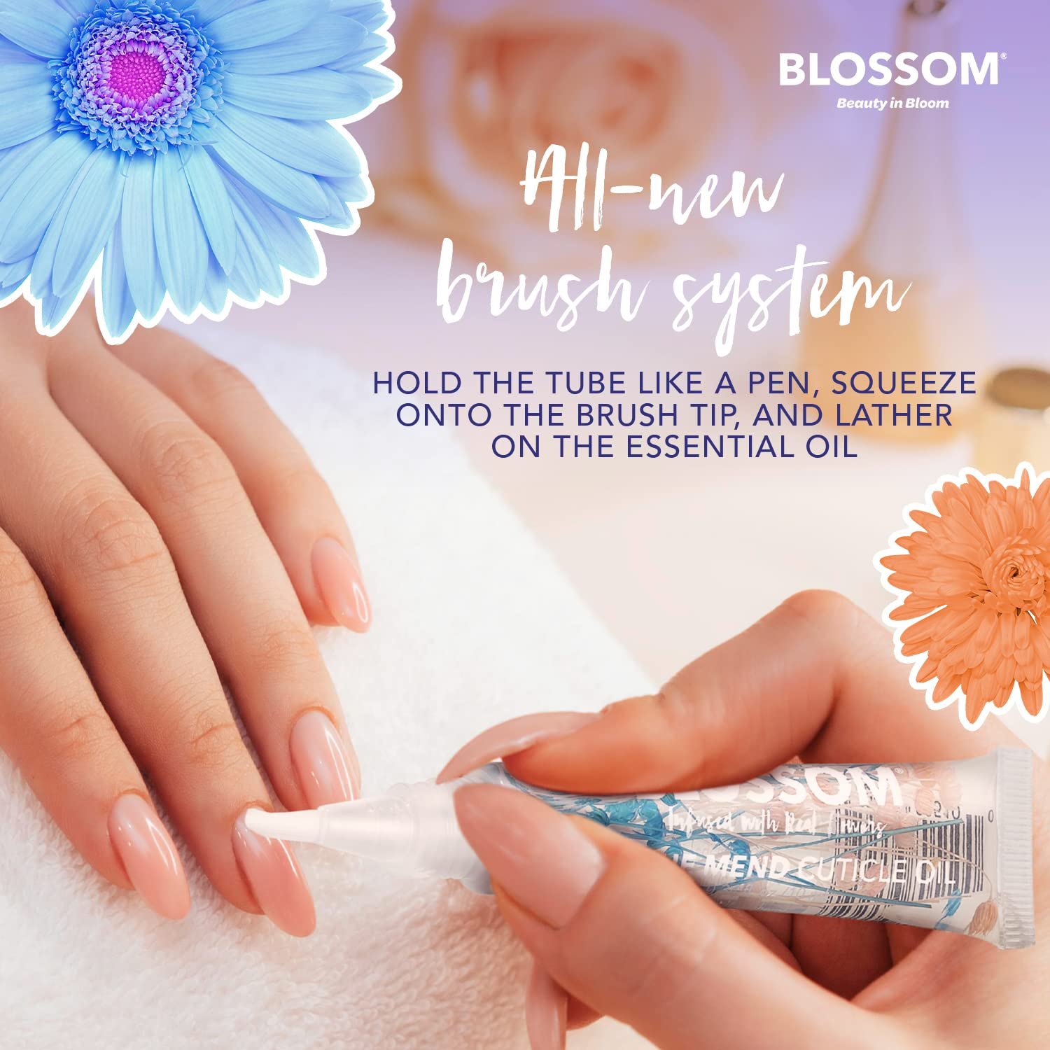 Blossom On the Mend Portable Cuticle Oil Tube for Travel with Brush Tip, Scented + Portable, Infused with Real Flowers, 0.34 fl. oz/10ml, Honeysuckle - Image 9