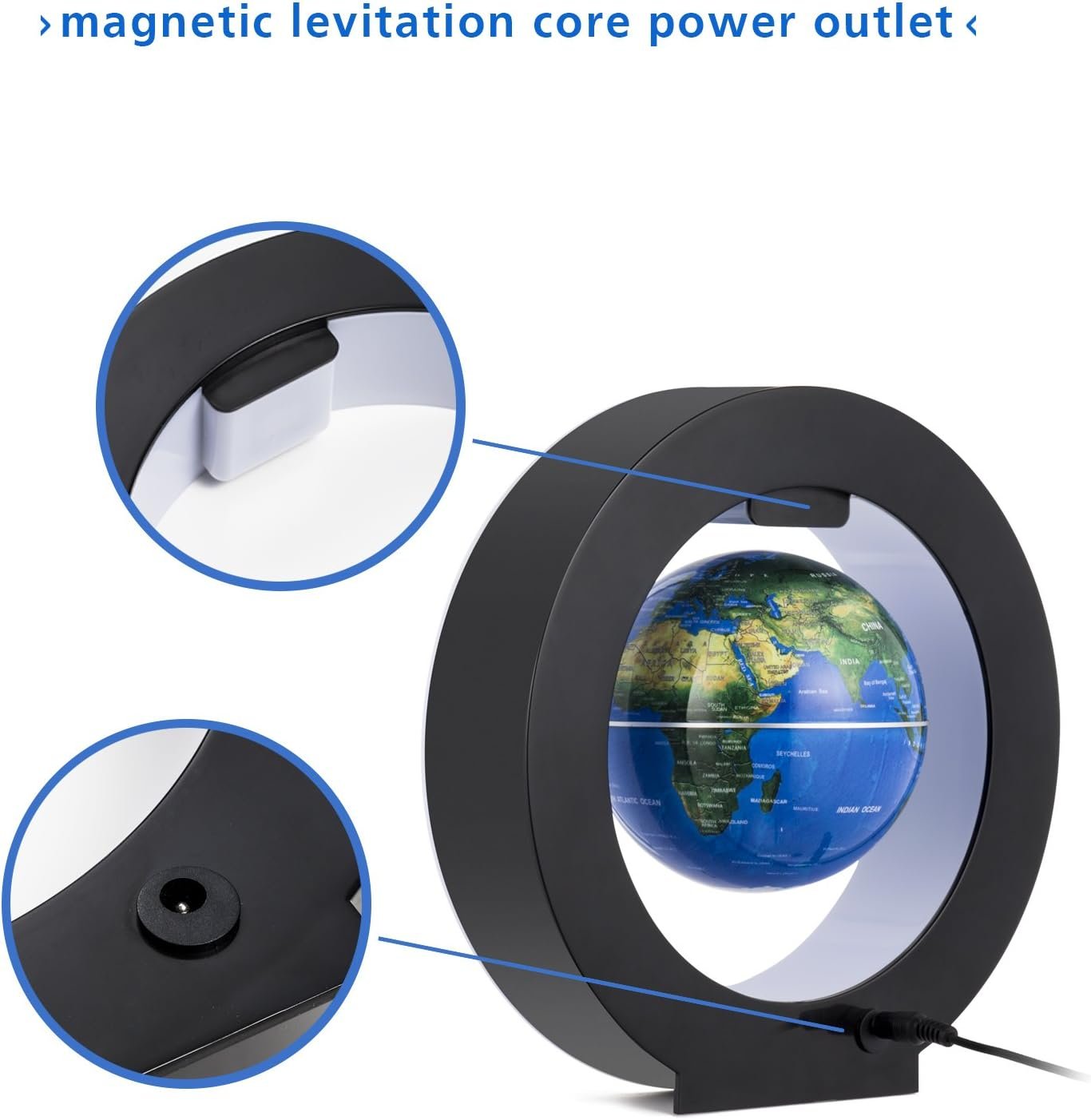 Senders Floating Globe with LED Lights Magnetic Levitation Floating Globe World Map for Desk Decoration (Blue) - Image 5