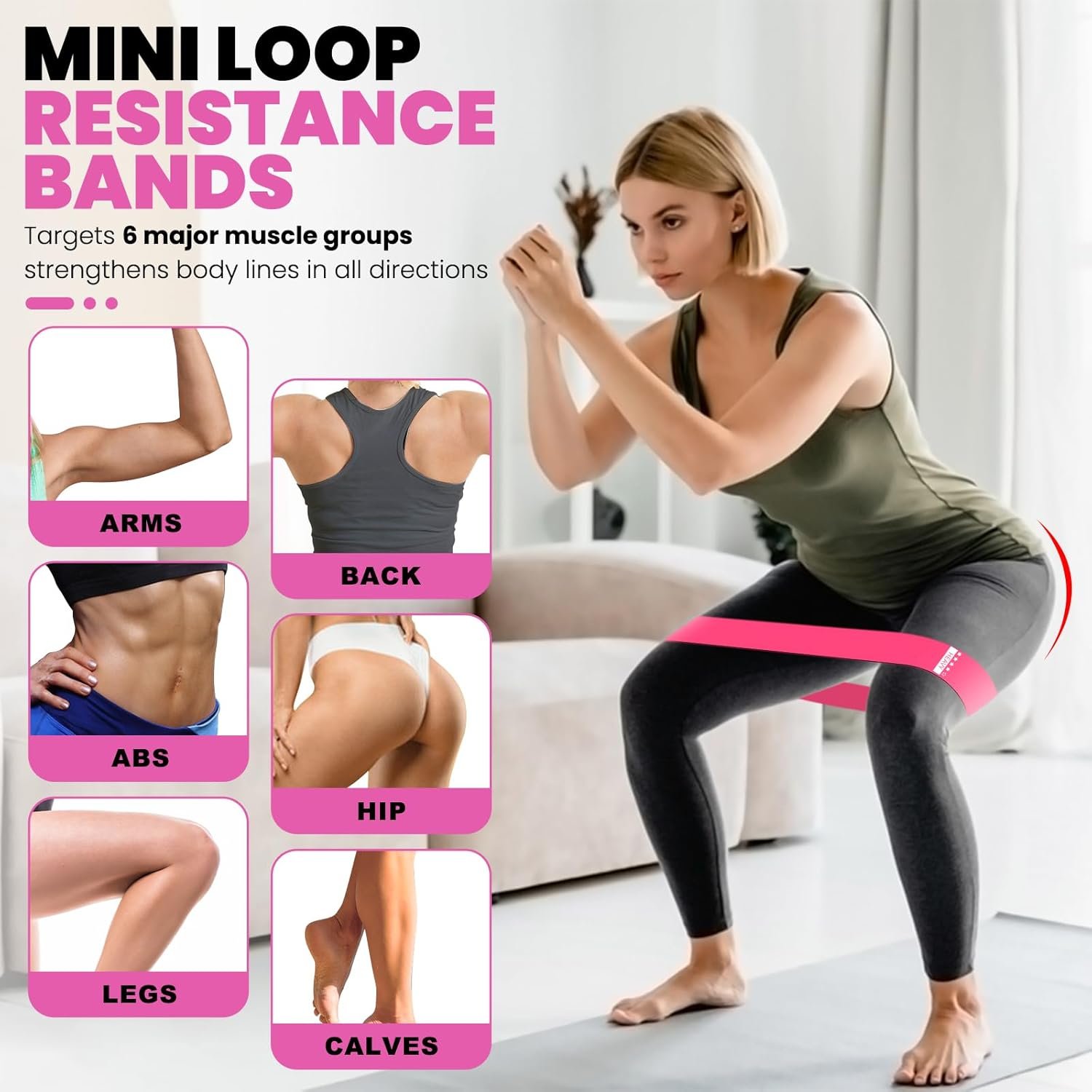 Ankle Resistance Bands with Cuffs - 11 Pcs Ankle Bands for Working Out, (3pcs-3 Resistant Level) Ankle Resistance Bands, 5pcs Mini Bands Resistance, 2 Pcs Ankle Straps for Cable Machines Women - Image 4
