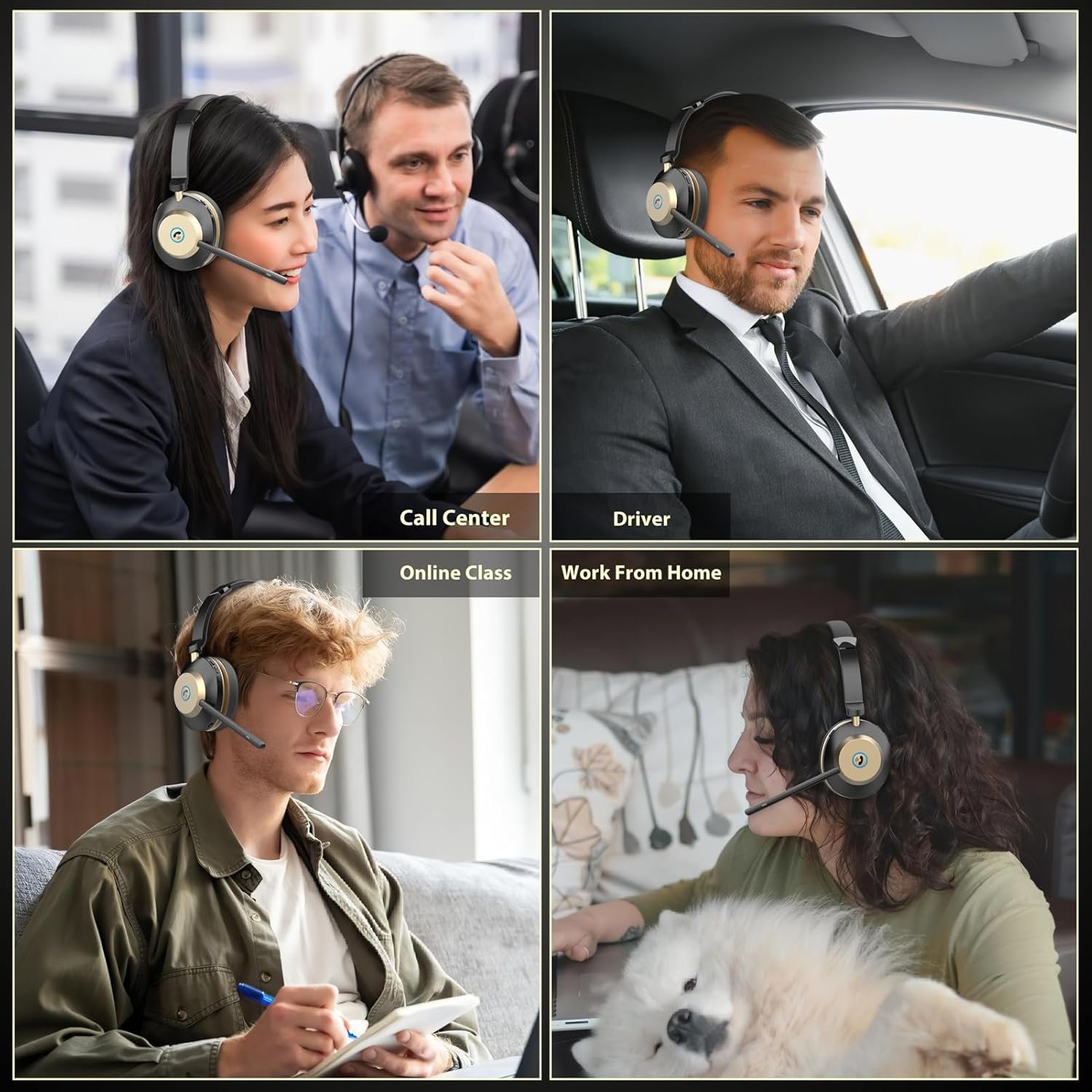 Wireless Headset, QCC V5.3 Bluetooth Headset with Mic Noise Canceling & USB Dongle, 45Hrs Talk Time Headset with Mute, Wireless Headset with Mic for Work /Office/Computer/Laptop/Call Center/Zoom/Teams - Image 9