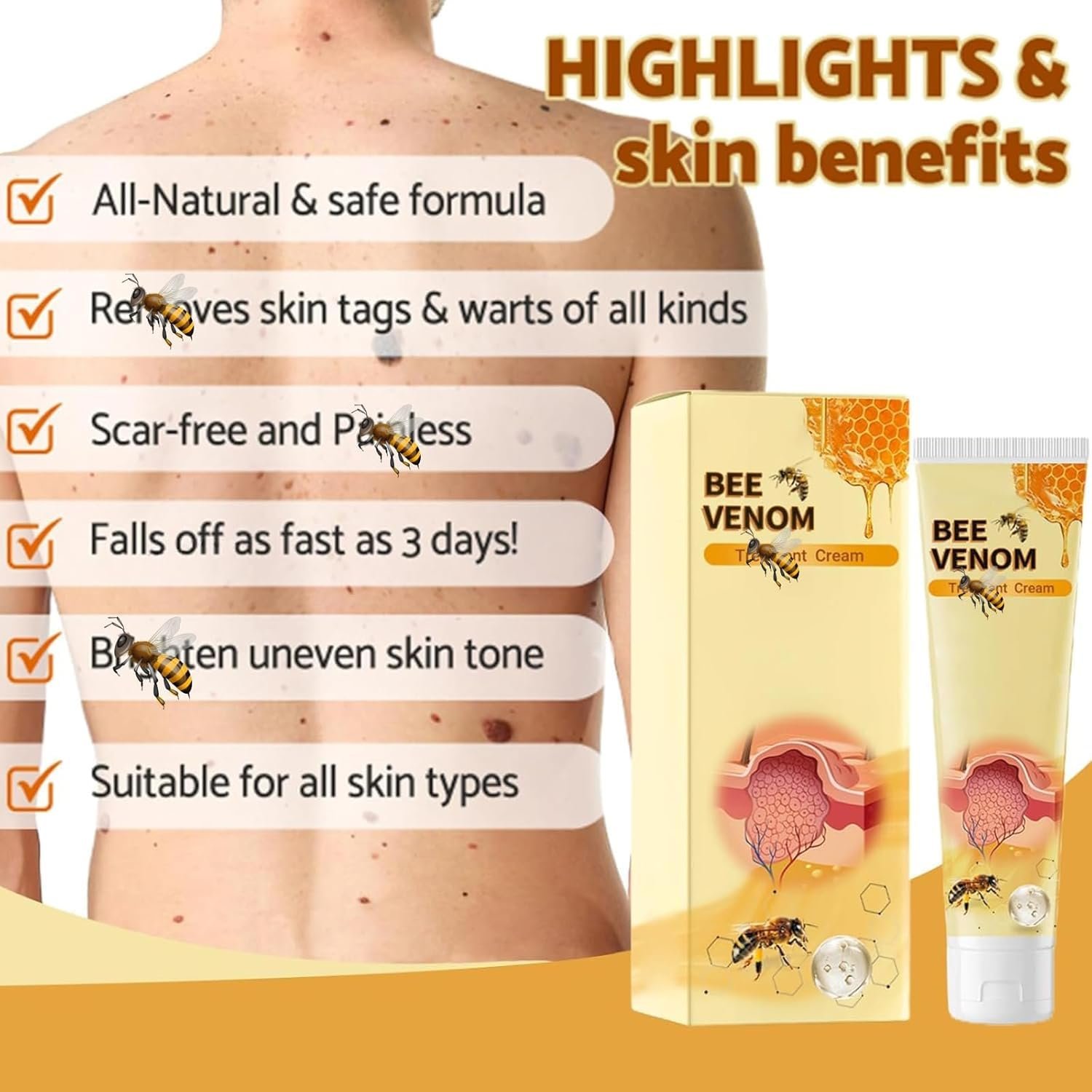 3pcs Bee Venom Treatment Cream, Bee Venom Cream,Professional Bee Venom Repair Cream, Hydrating Moisturizing Cream for Men and Women - Image 4