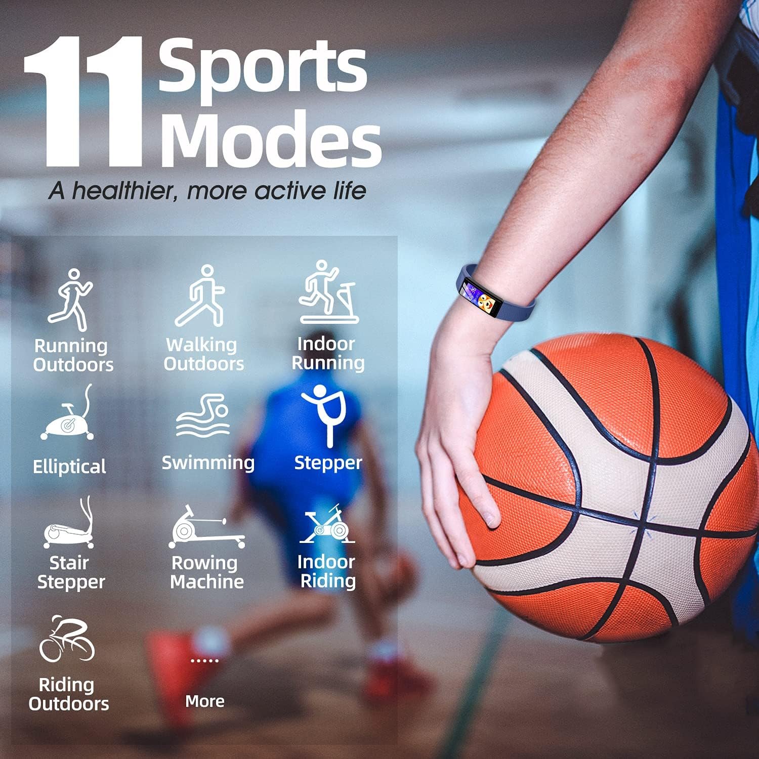 Fitness Tracker Watch for Kids, IP68 Waterproof Activity Tracker,Sleep Tracking, 11 Sport Modes Calorie Step Counter with Alarm Clock and Reminder, Great Gift for Boys Girls Teens - Image 3