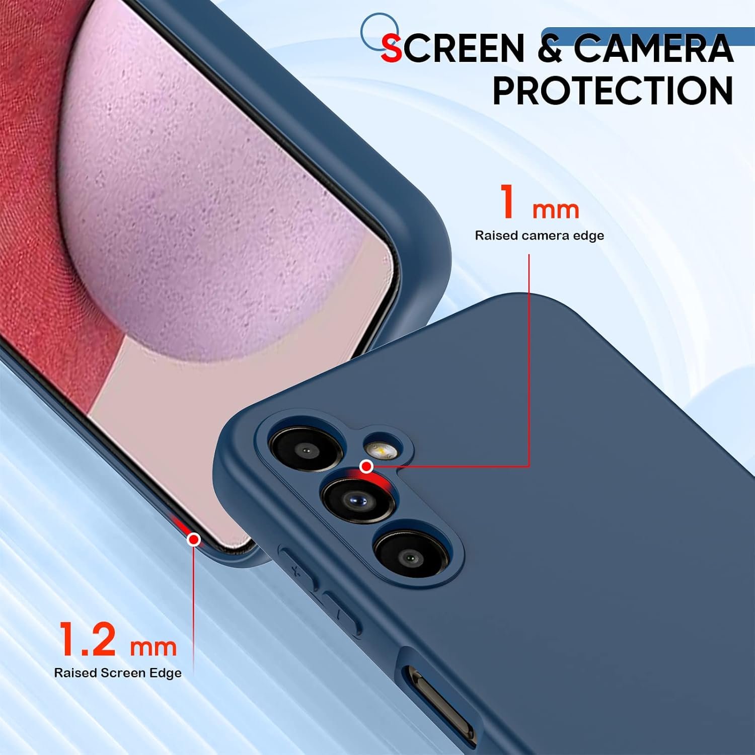 LeYi for Samsung A14 5G Case: Galaxy A14 Case with 2 Pack Tempered Glass Screen Protector for Women Men, Liquid Silicone Slim Silky-Soft Protective Phone Case Galaxy A14 5G, Blue - Image 7