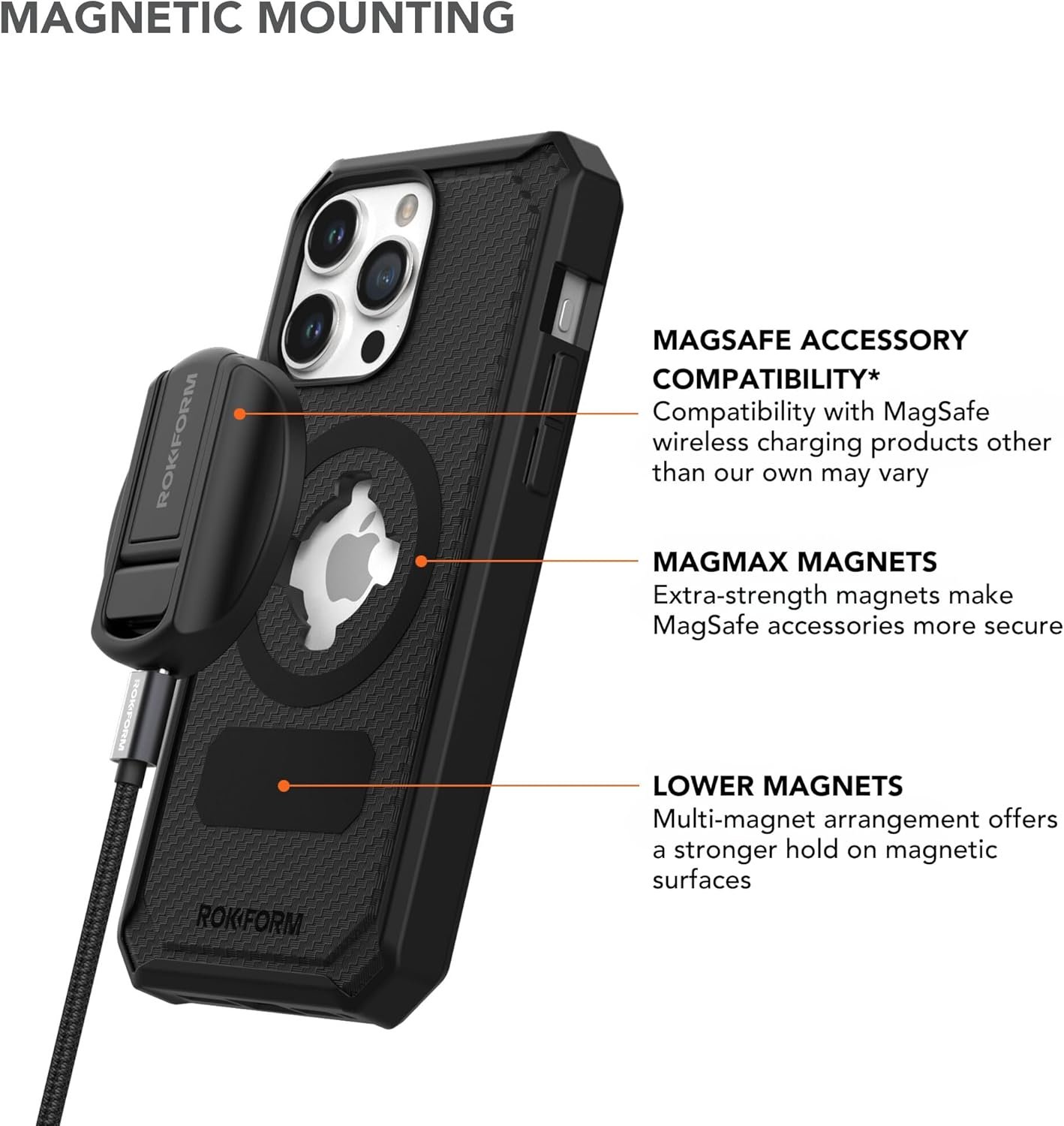 Rokform - iPhone 15 Pro Max Case, Rugged Series, Magnetic 15 Pro Max Cover with RokLock Twist Lock, Drop Tested Armor (Black) - Image 6