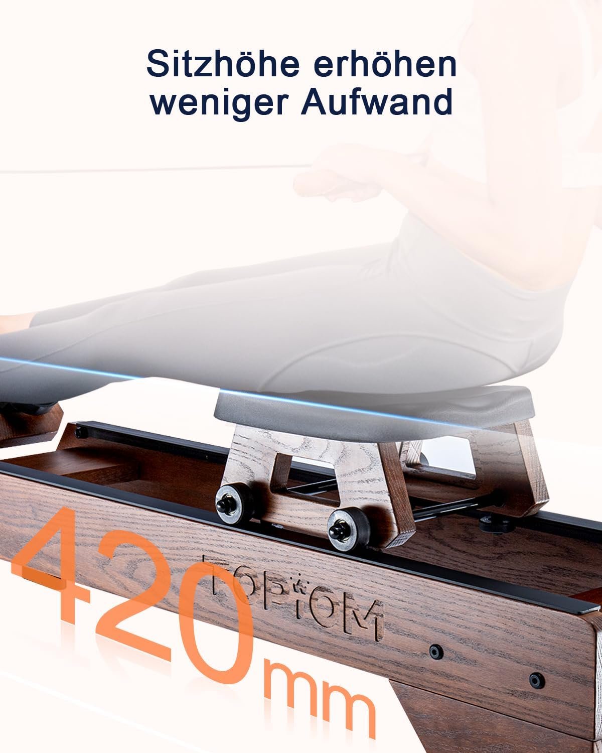 Water Rowing Machine for Home Use, Foldable Rower Machine with Dedicated Monitor & Bluetooth App, Upgraded Handle, Adjustable Footpad, Tablet Holder Water Rowing Machine - Image 6