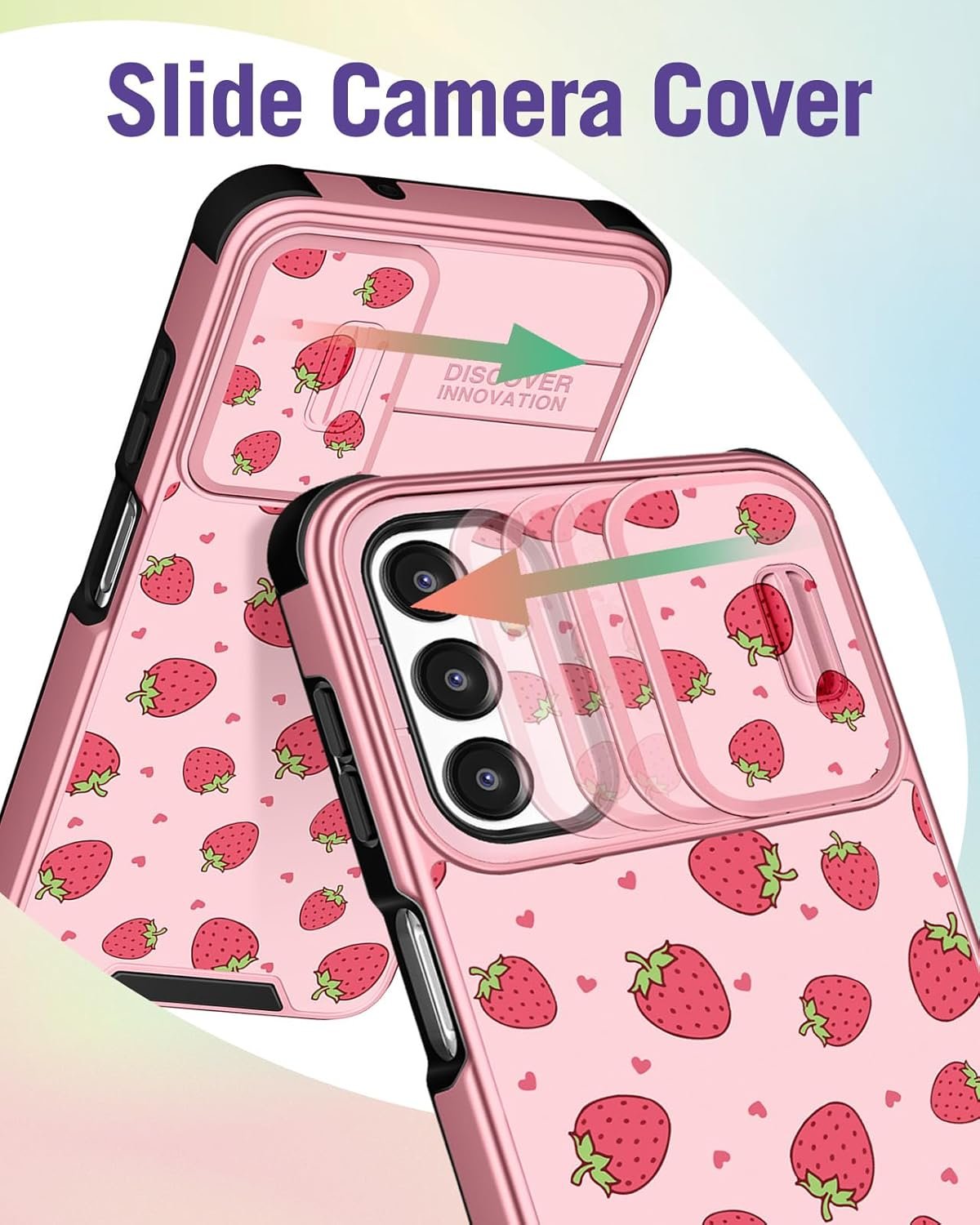 Buleens for Samsung Galaxy A14 5G Phone Case 6.6 Inch - with Ring Stand & Camera Cover Cute Designed for Women Girls Girly Pretty Strawberry for Samsung Galaxy A14 5G Case Compatible with Magsafe - Image 4