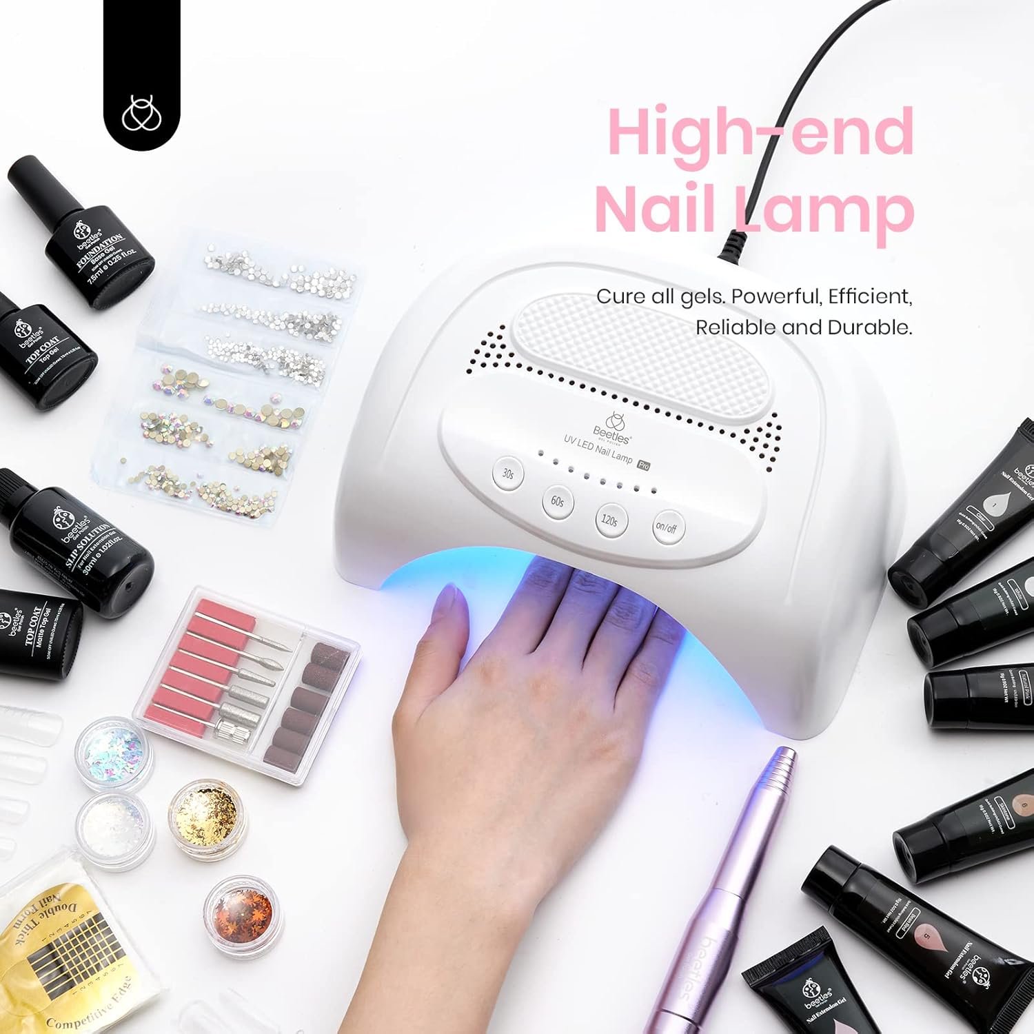 Beetles Poly Nail Extension Gel Kit with Electric Nail Drill, 6PCS Builder Nail Gel Enhancement Trial Professional Nail Technician All-in-One French Kit Clear White Nutural Pink Color Poly Nail Gel - Image 7