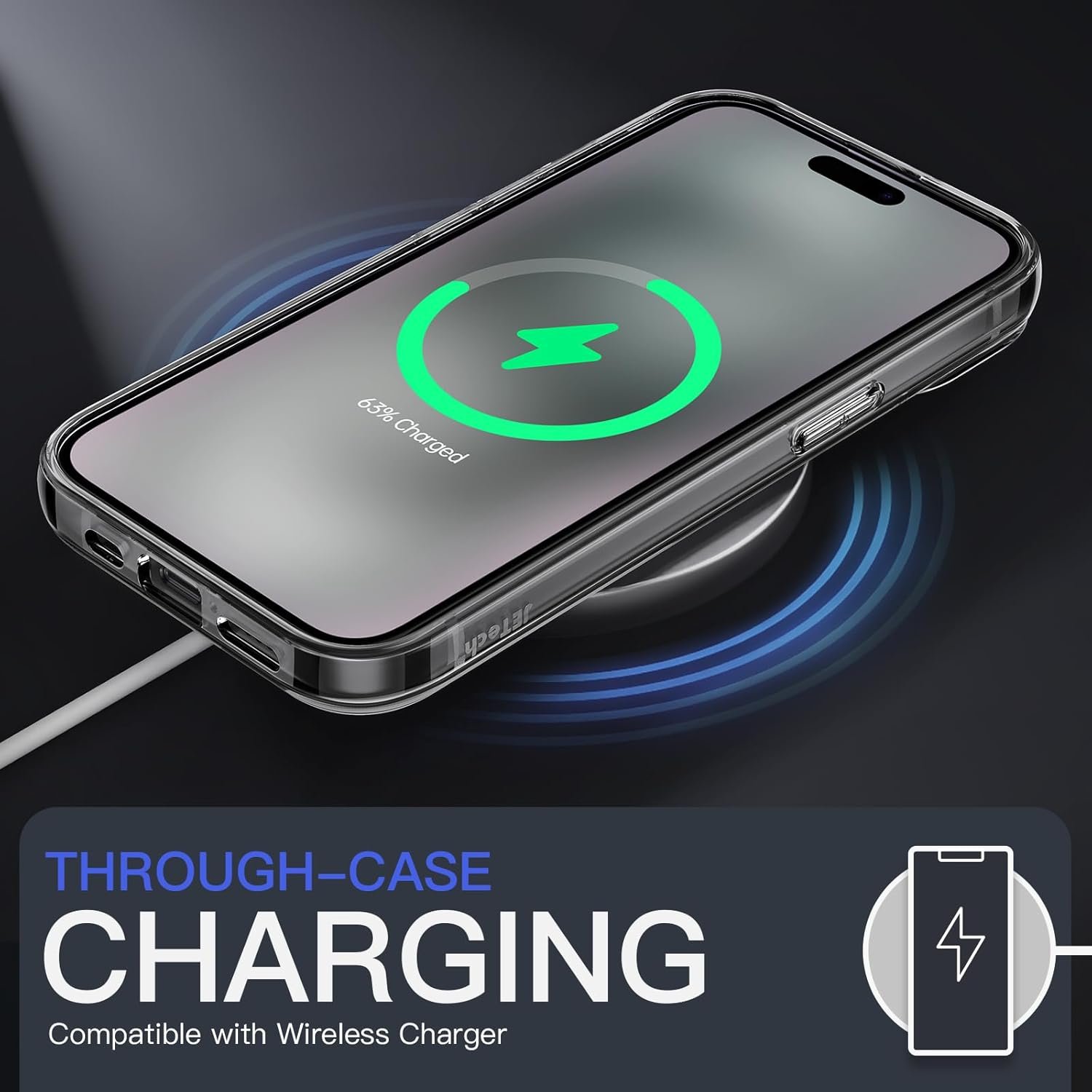 JETech Case for iPhone 15 6.1-Inch, Non-Yellowing Shockproof Phone Bumper Cover, Anti-Scratch Clear Back (Black) - Image 7