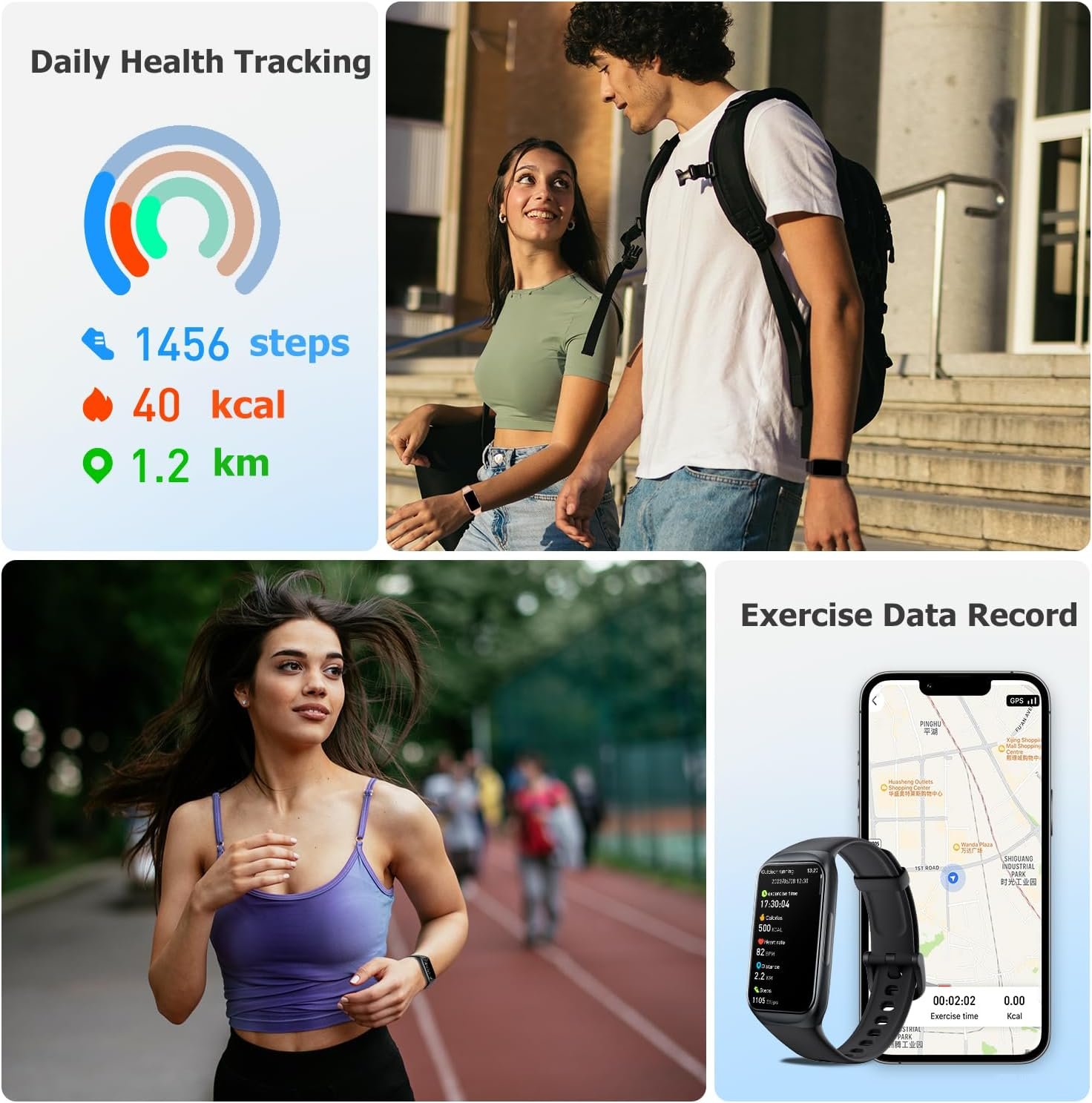 ENGERWALL 1.47" Health Fitness Tracker Smart Watch with 24/7 Heart Rate, Blood Oxygen Stress Level Sleep Monitor, IP68 Waterproof Activity Tracker and Smartwatch, Pedometer for Women Men Kids (Black) - Image 3