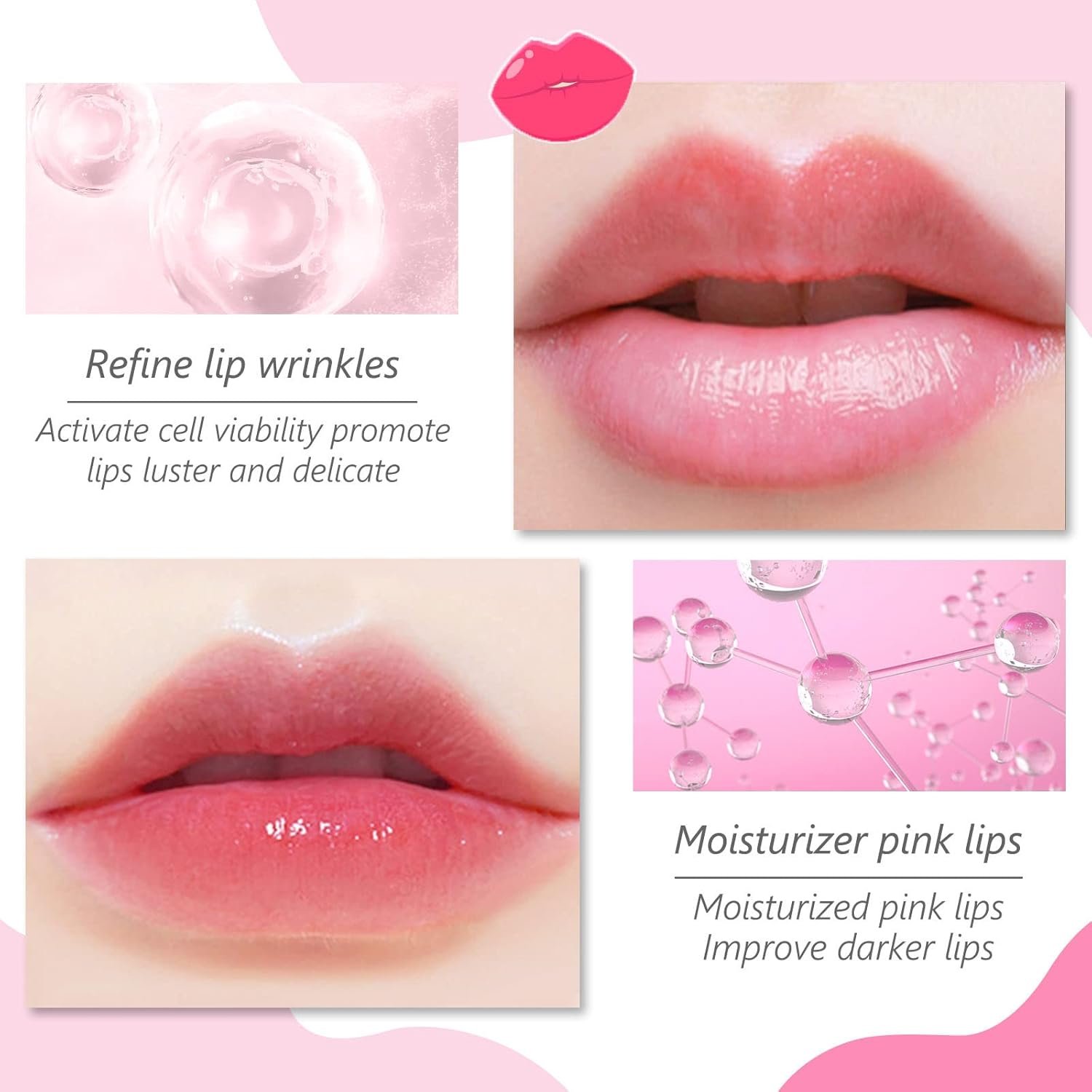 20Pcs Moisturizing Lip Mask, Lip Sleep Mask Reduces Lip Lines and Restores Moisture, Lip Mask Effectively Nourishes the Lip Skin, Gel Treatment Lip Masks Plumping Lips Mask Lip Care Products (Pink) - Image 6