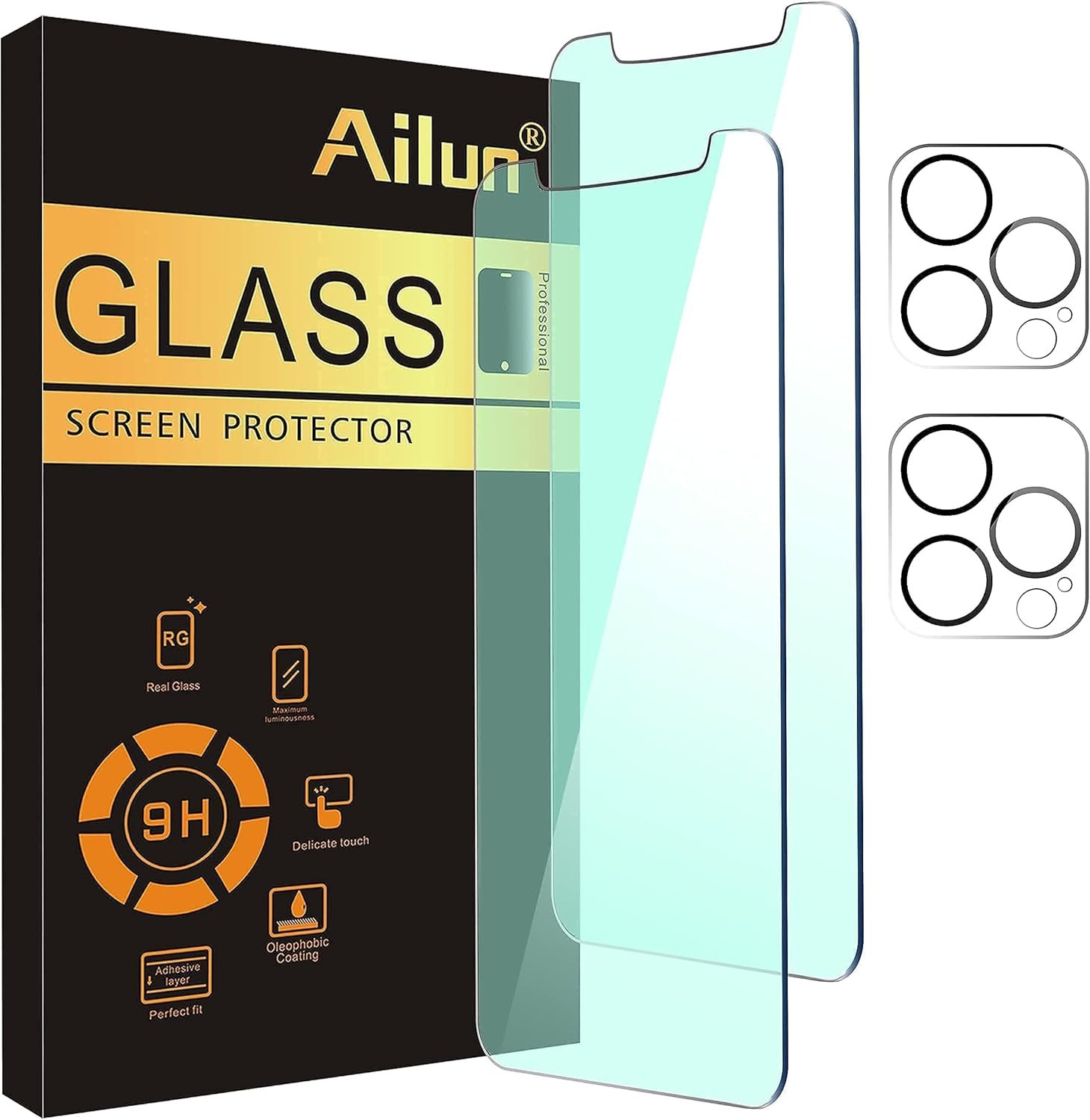 Ailun Glass Screen Protector Compatible for iPhone 12 pro Max 2020 6.7 Inch 3 Pack and【Eye Protection】 Anti Blue Light 2 Pack Screen Protector for iPhone 12 Pro Max+2 Pack Camera Lens Protector - Image 7