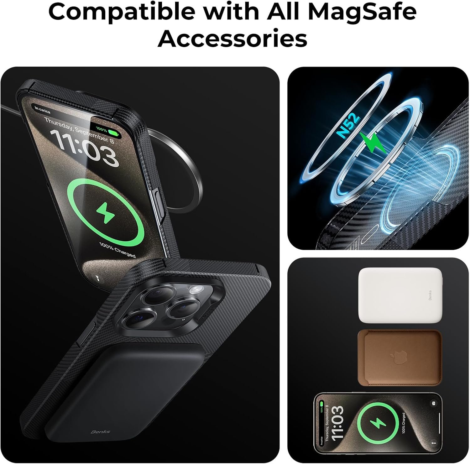 BENKS Montage Case for iPhone 15 Pro Max 6.7'' Compatible with Magsafe, Ultra Slim & Lightweight, Integrated 600D and 1500D Aramid Fiber, Built with Dupont Kevlar, Minimalist Style Protective Cover - Image 6