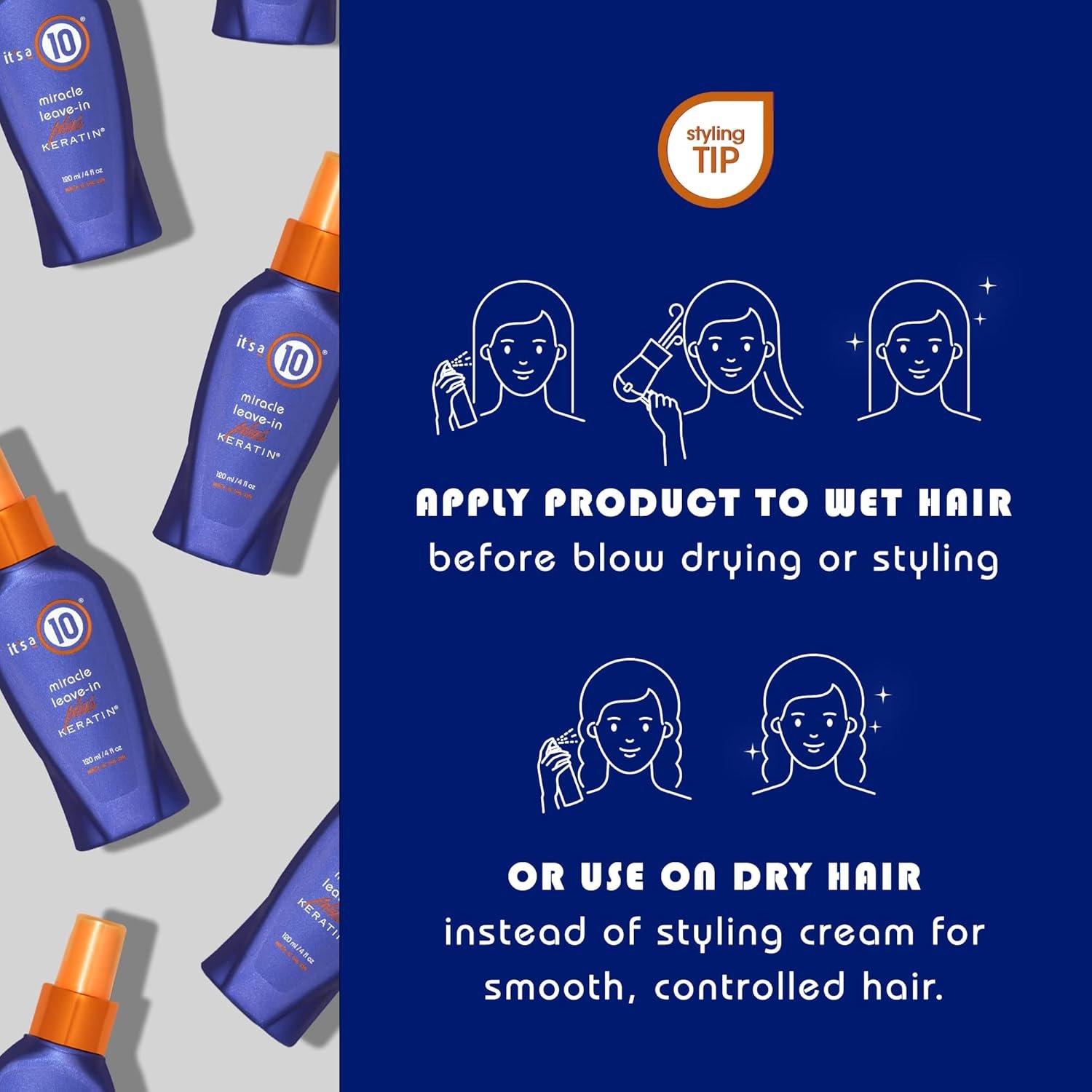 It's a 10 Haircare Miracle Leave-In Plus Keratin Spray, 4 fl. oz. (Pack of 4) - Image 5